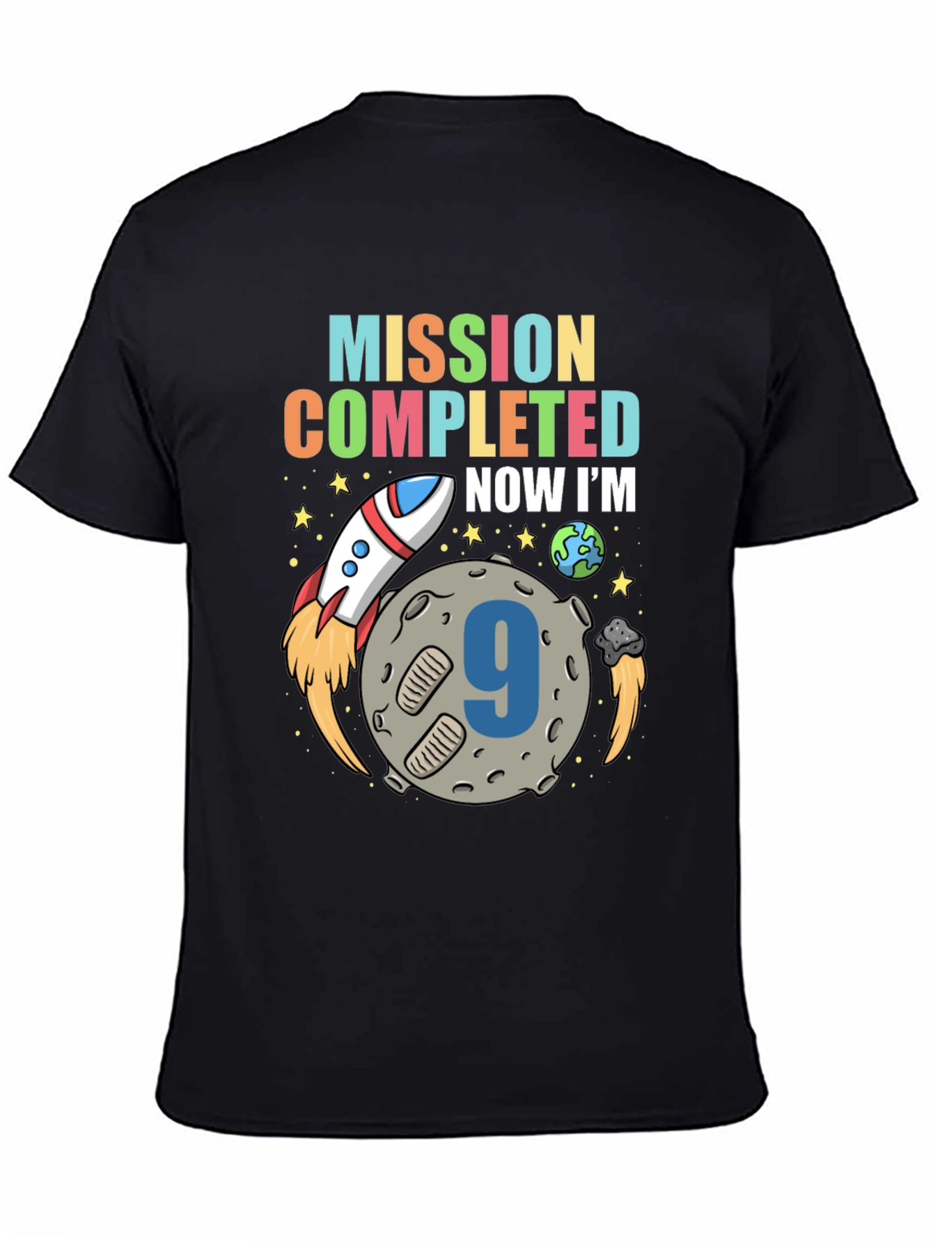 Black Mission Completed Birthday Boy T-shirt view 4