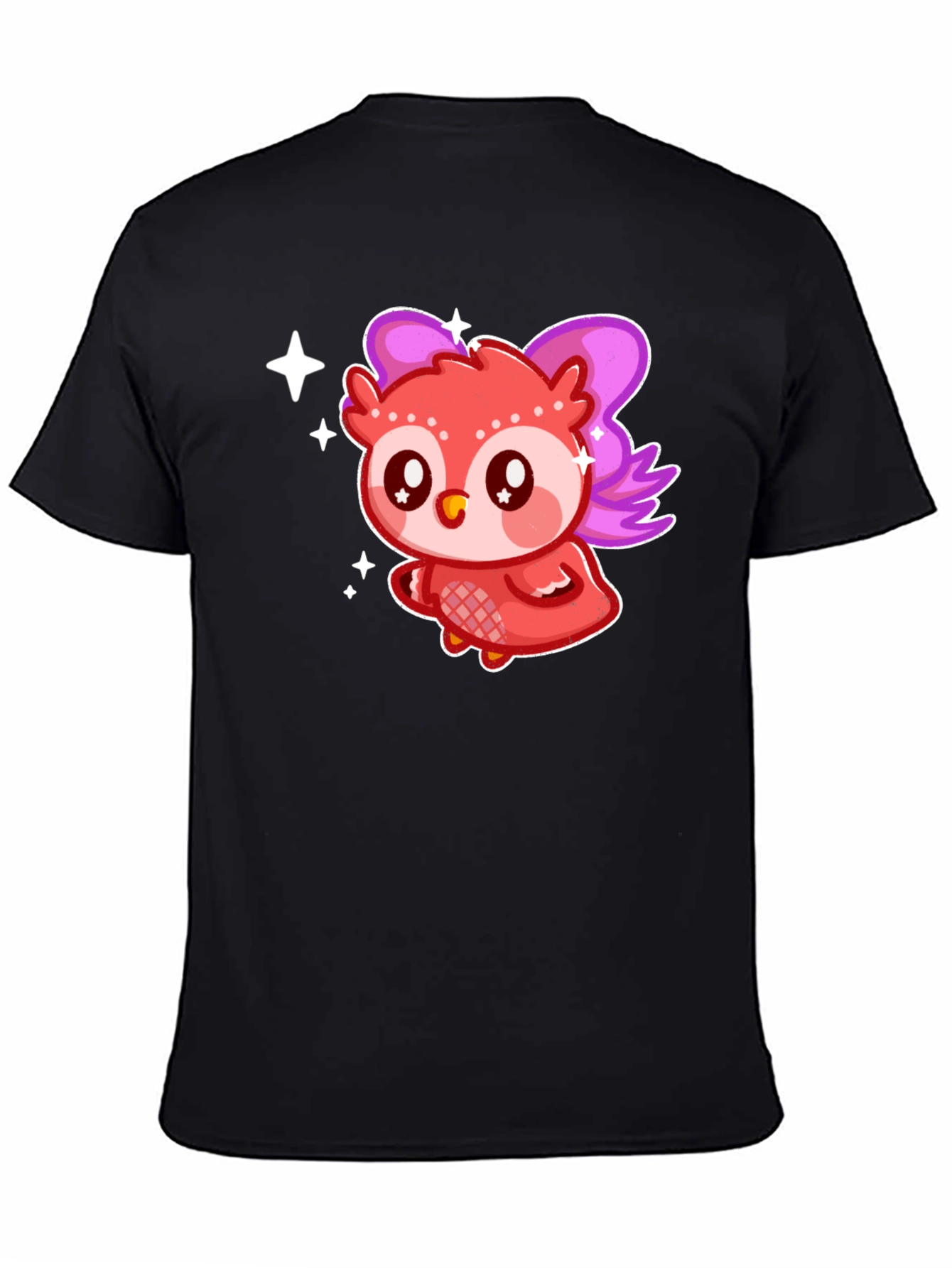 Black Cute Kawaii Owl T-Shirt view 4