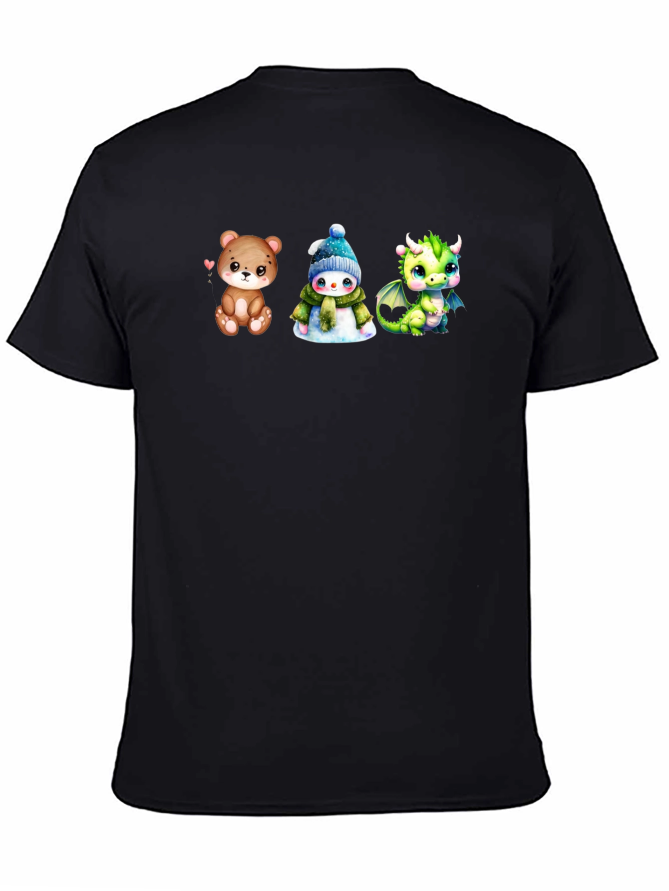 Black Cute Cartoon Animal T-Shirt view 4