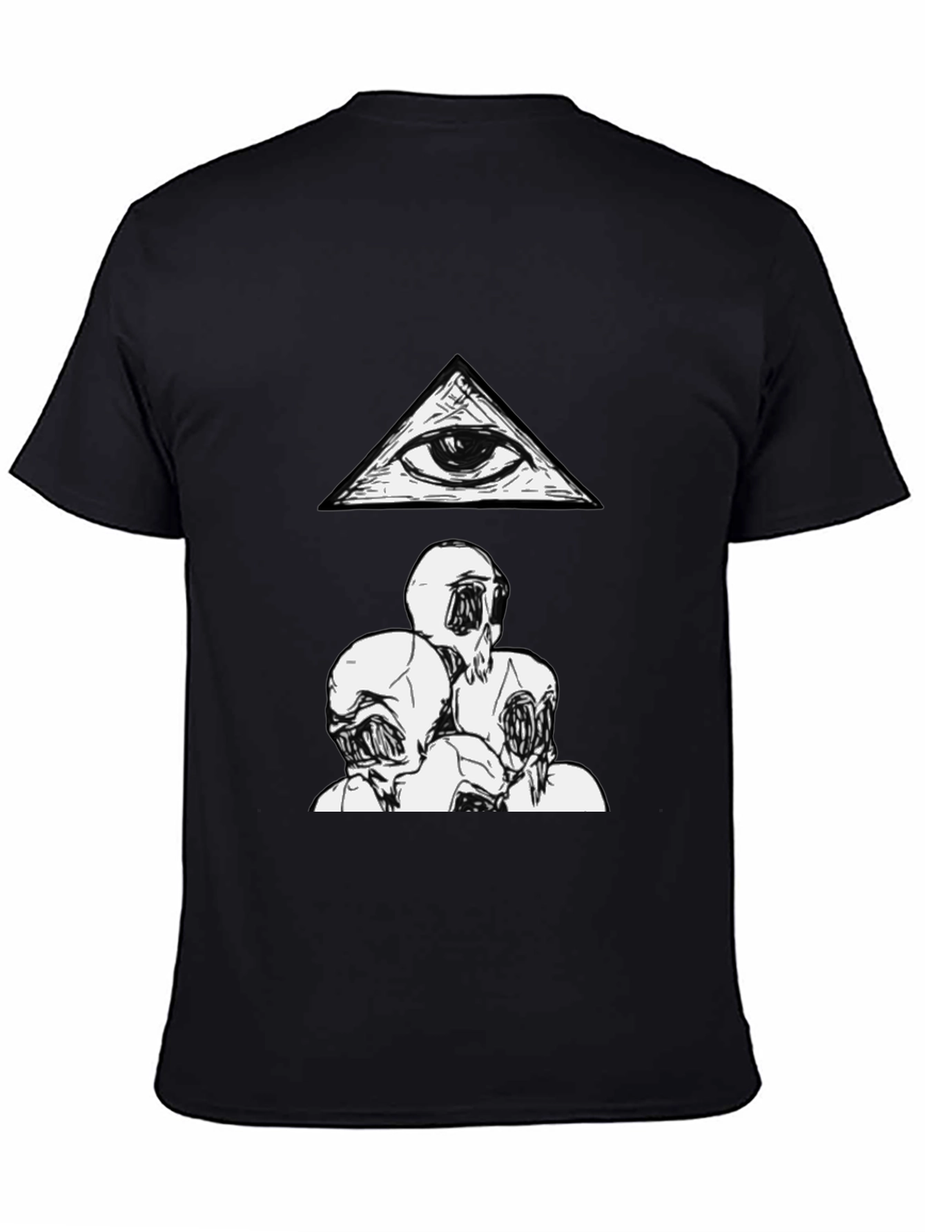 Black Eye Pyramid & Monster Faces Graphic Tee - Black Cotton view 4