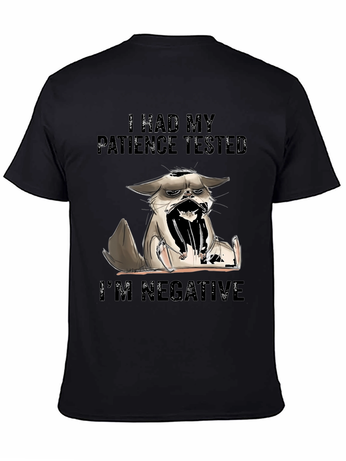 Black Patience Tested Cat Graphic T-Shirt view 4