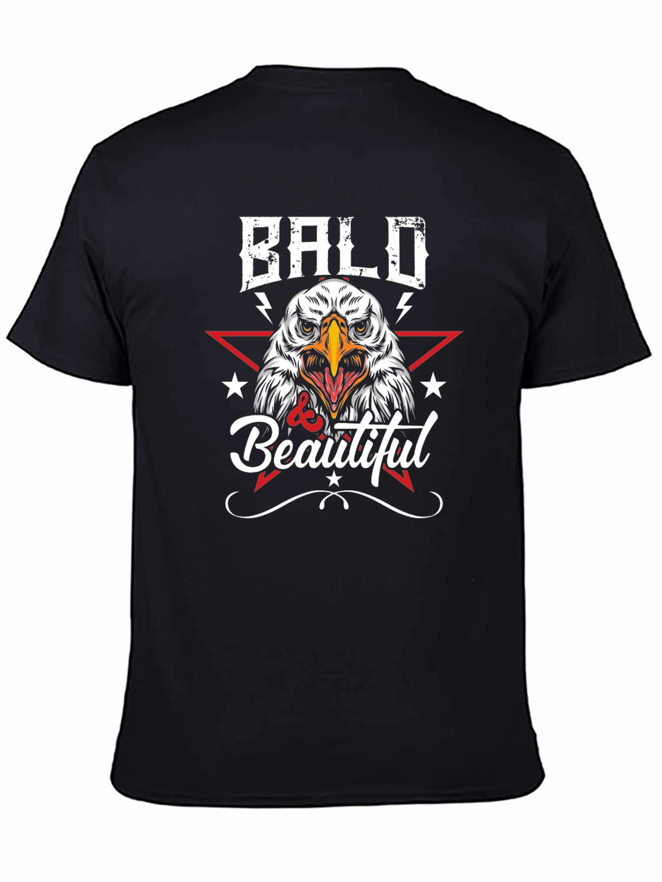 Black Bald & Beautiful Eagle Graphic T-Shirt view 4