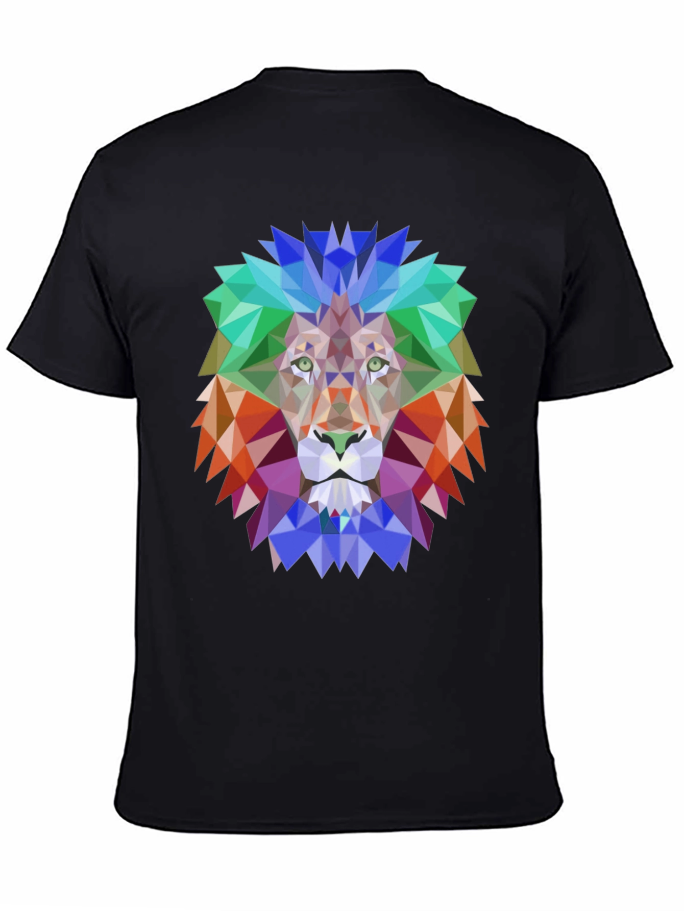Black Geometric Lion Graphic Tee - Bold Design, Black Shirt view 4