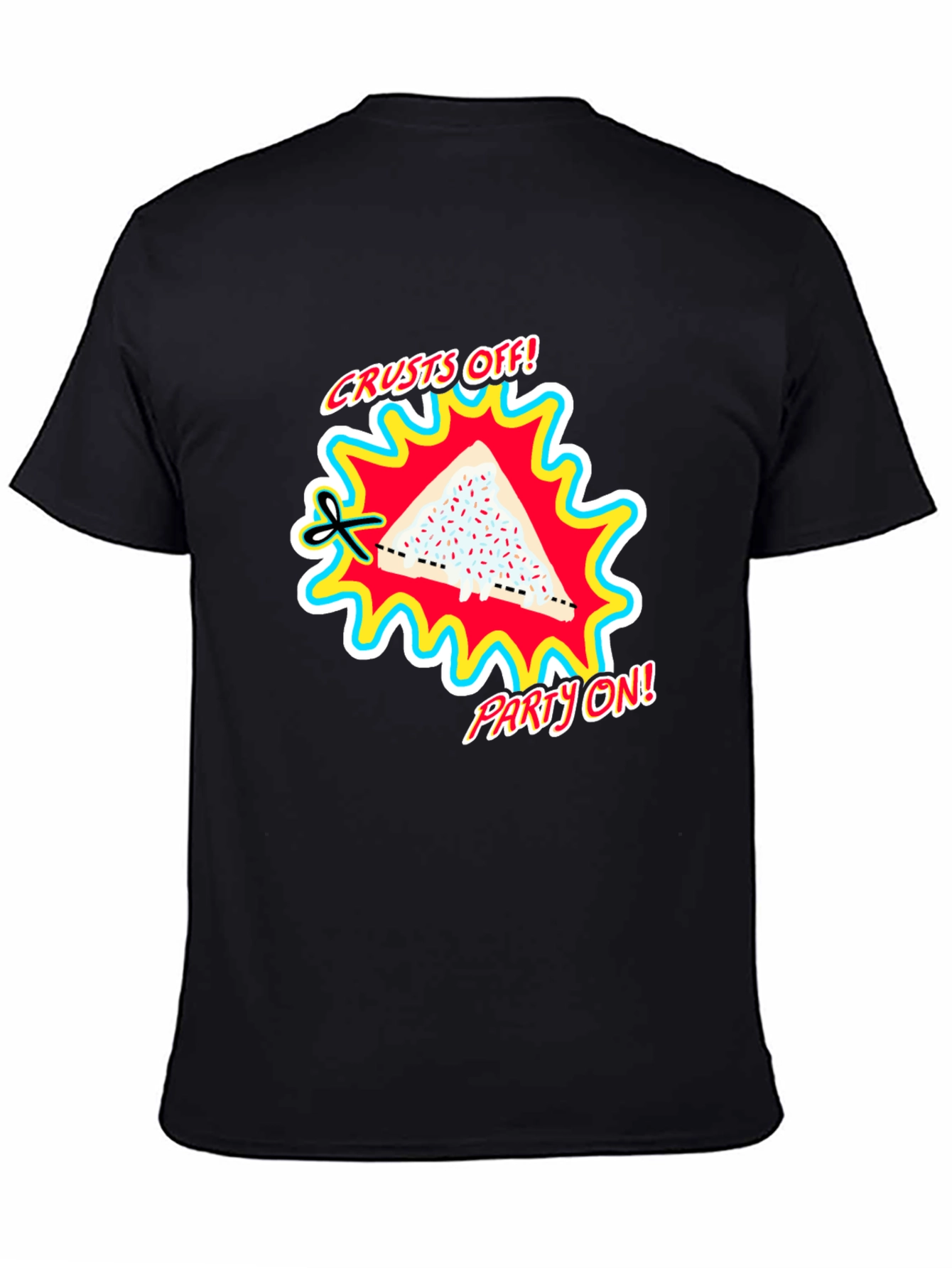 Black Crusts Off! Party On! Black Graphic Tee view 4