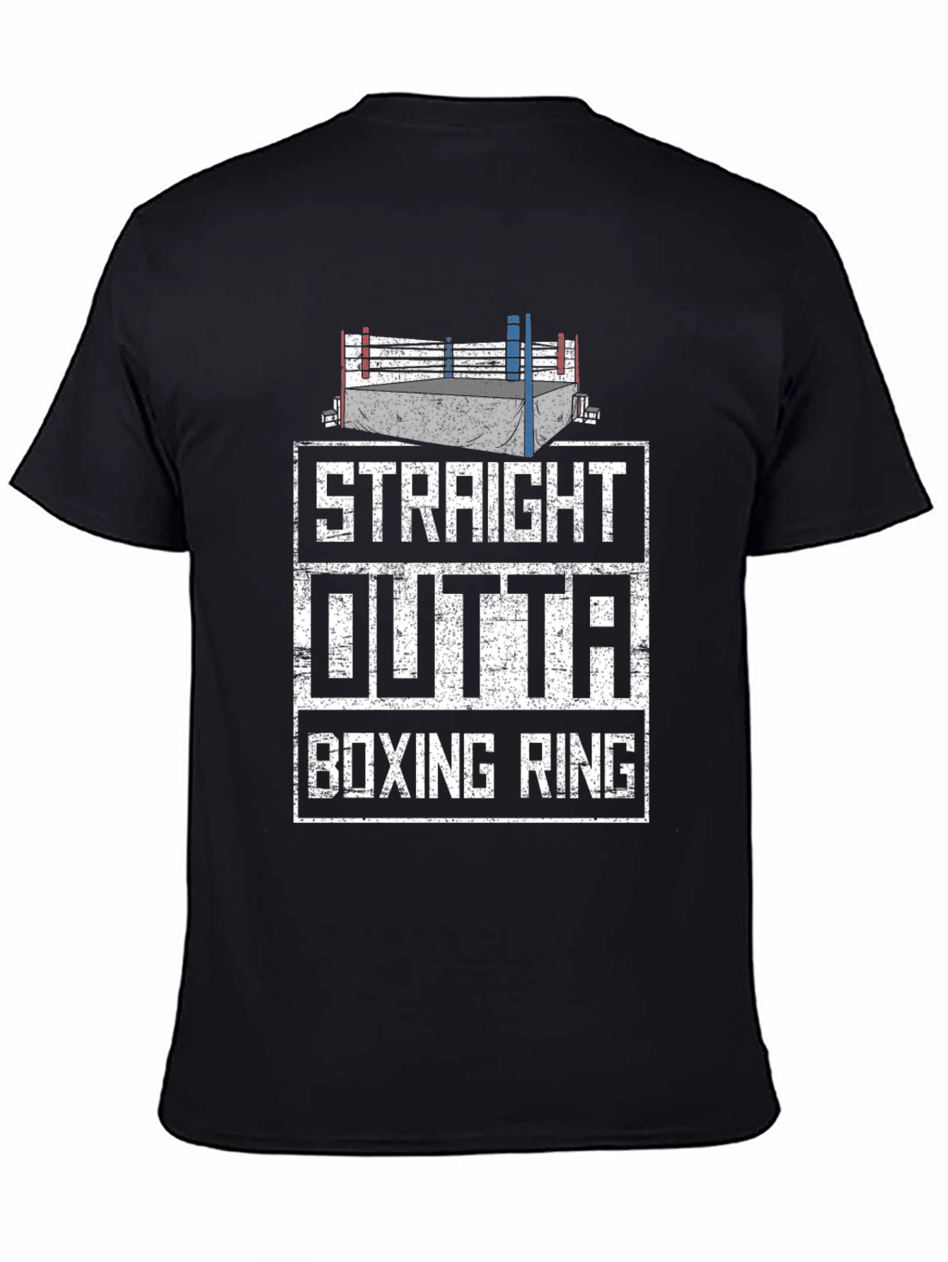 Black Straight Outta Boxing Ring Graphic Tee view 4