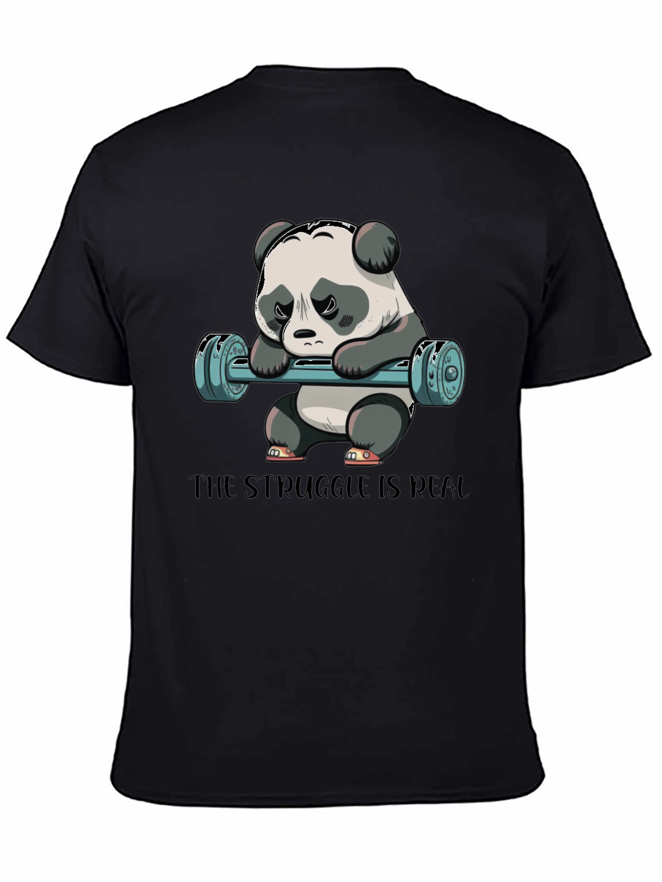 Black Struggle is Real Panda Workout T-Shirt view 4