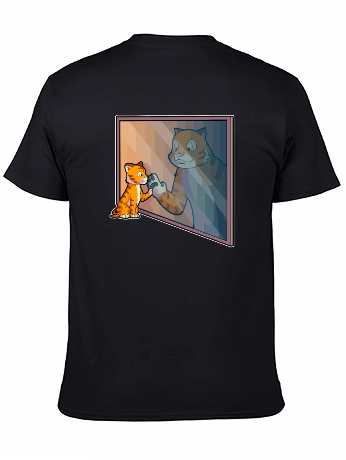 Black Cat Mirror Image Graphic Tee - Funny Animal T-Shirt view 4