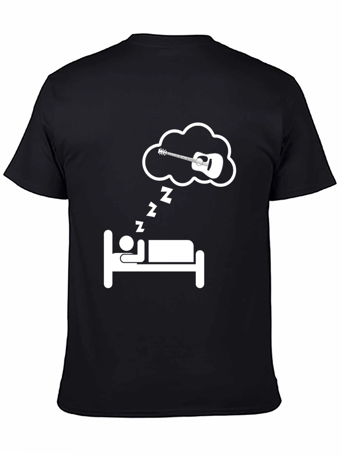 Black Guitar Dreamer T-Shirt - Music Lover Sleep Tee view 4