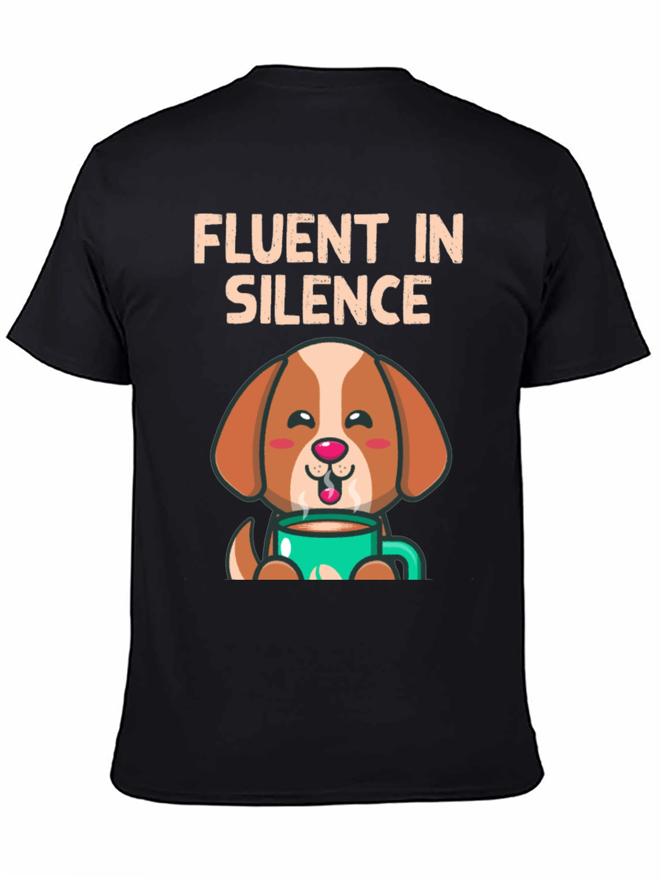 Black Fluent In Silence Coffee Dog Graphic Tee view 4