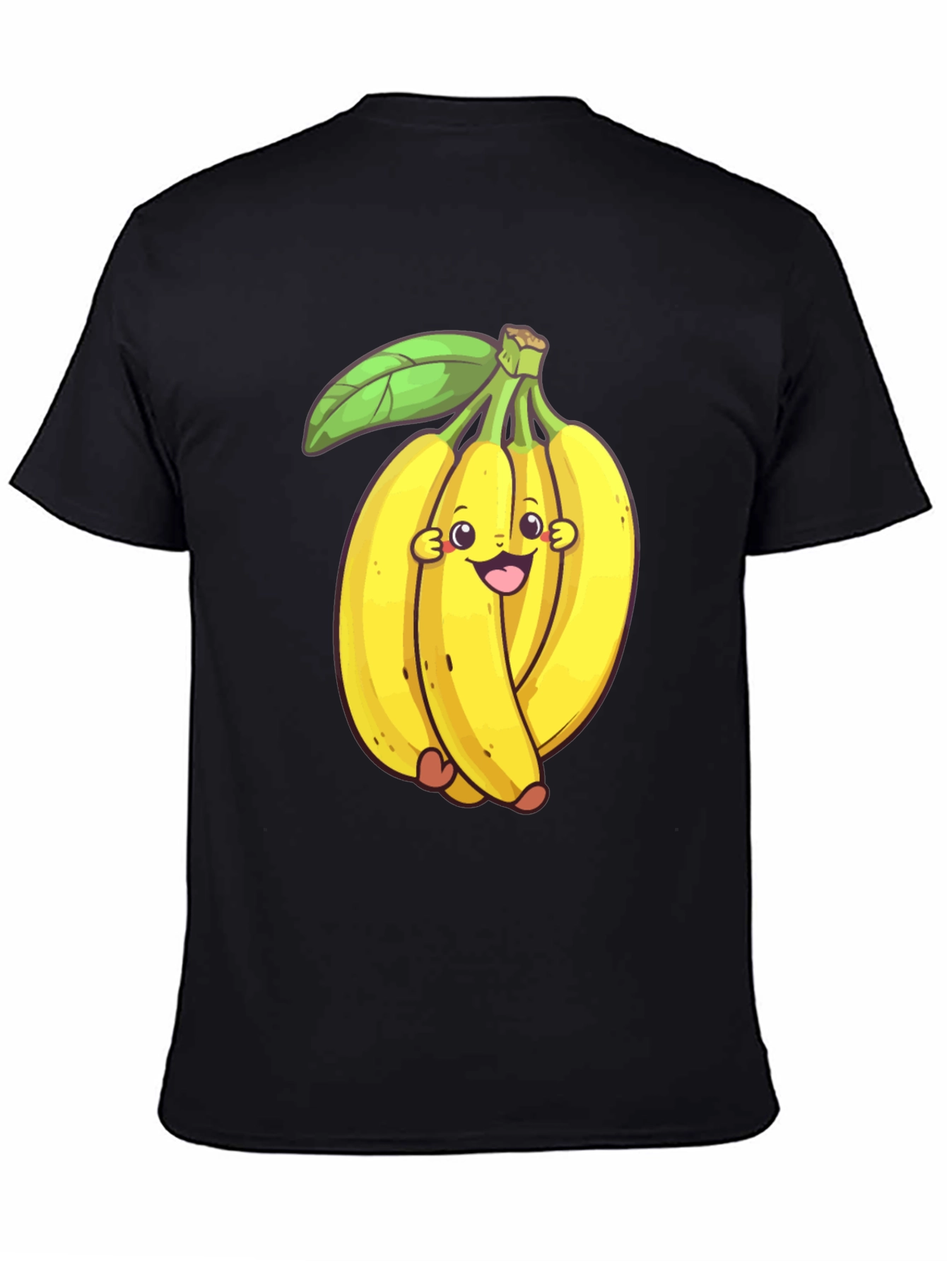 Black Funny Banana Cartoon Black T-Shirt view 4