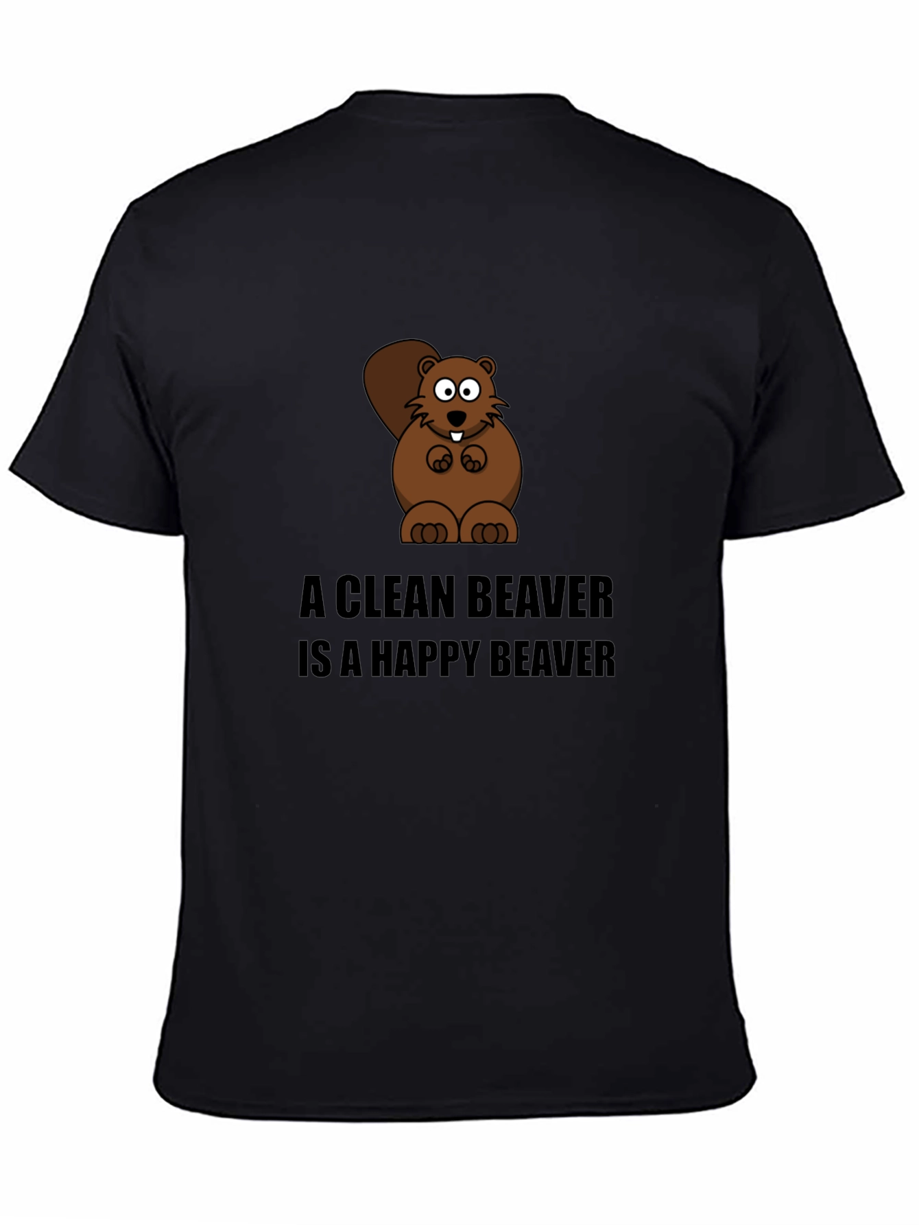 Black A Clean Beaver T-Shirt - Funny Cartoon Tee view 4