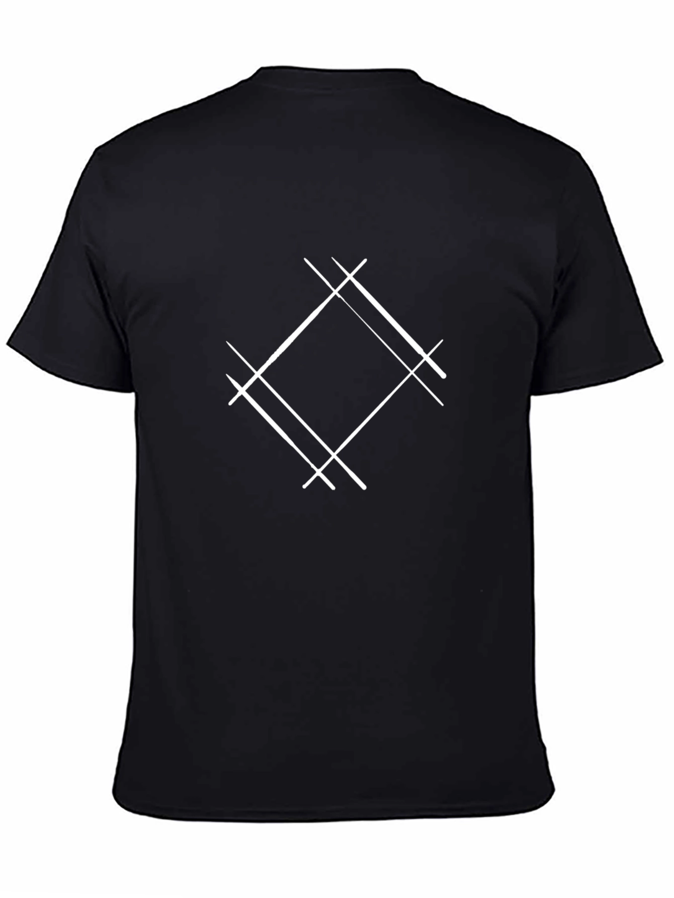 Black Modern Geometric Graphic Tee - Black view 4