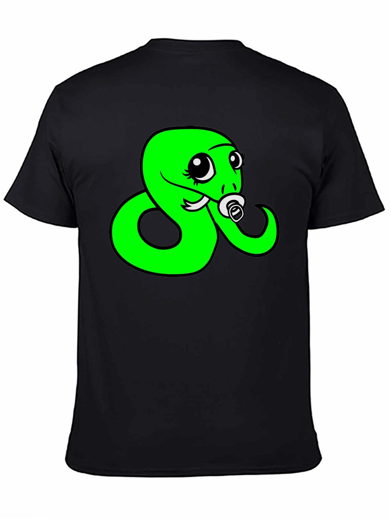 Black Funny Snake Pacifier Graphic Tee - Black view 4