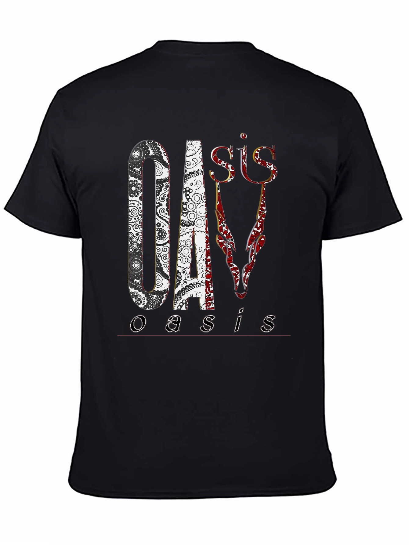 Black Oasis Band Graphic Print Black T-Shirt view 4