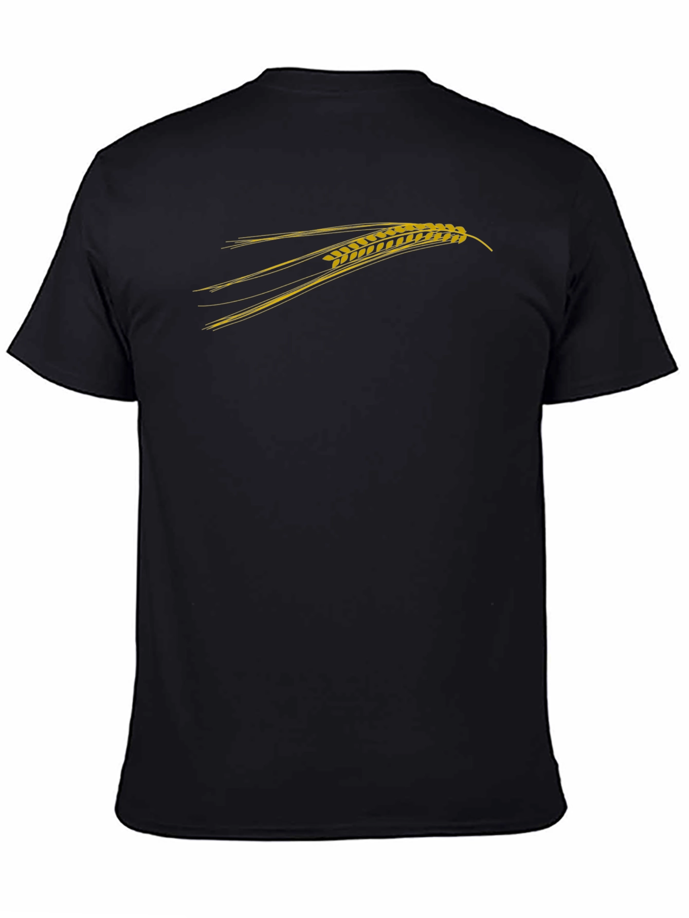 Black Men's Black T-Shirt with Wheat Graphic view 4