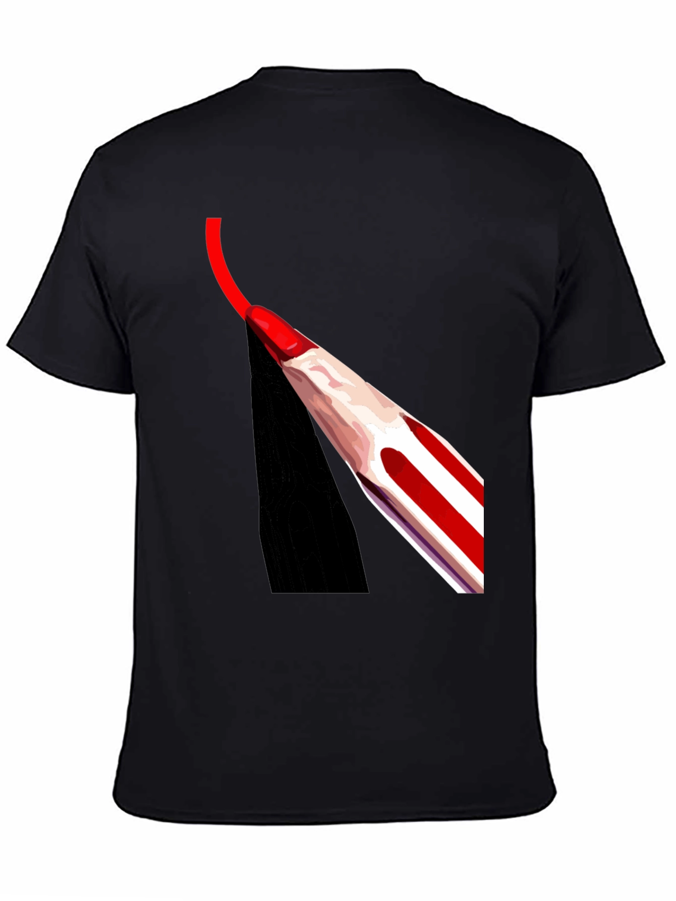 Black Red Pencil Art Black T-Shirt view 4