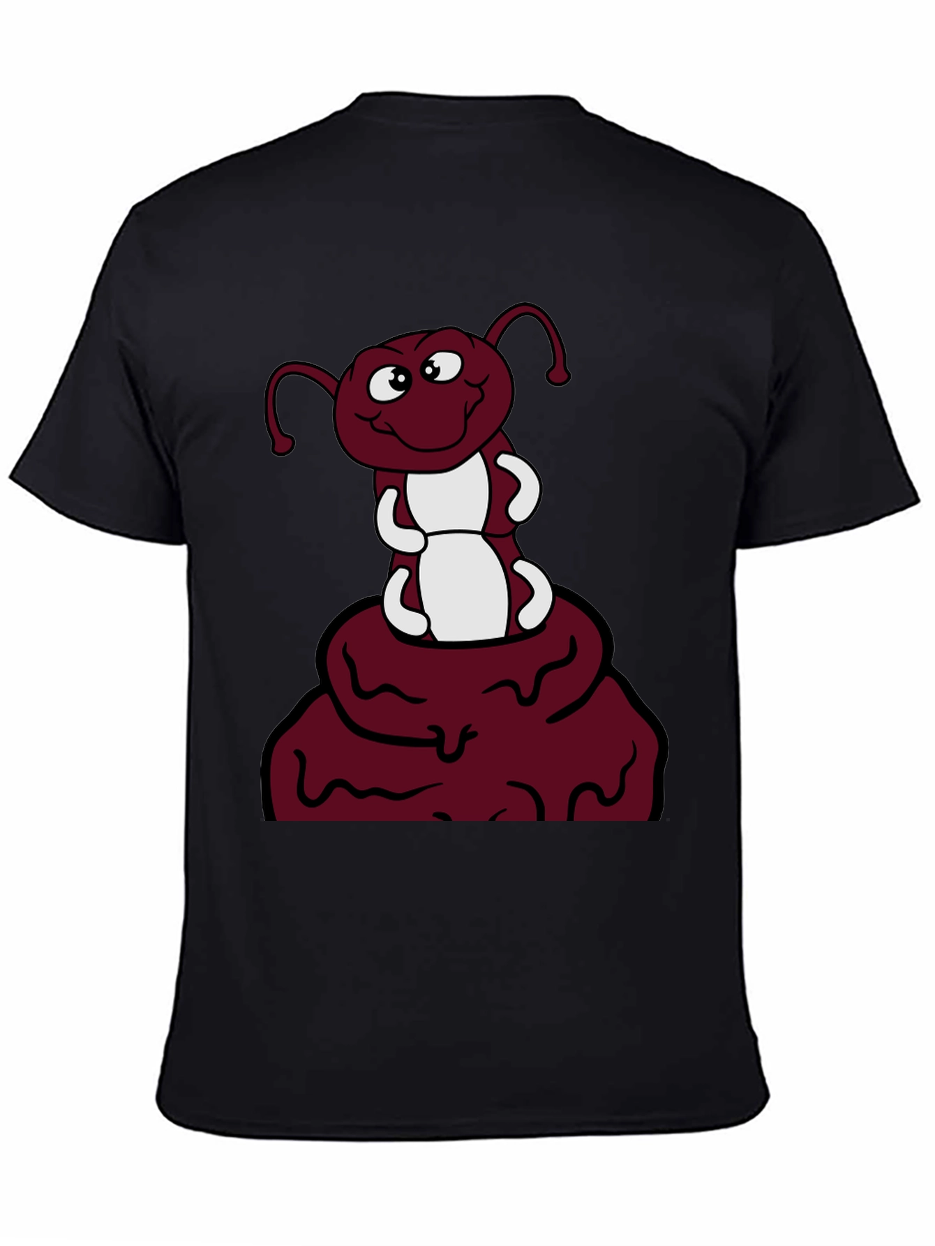 Black Funny Ant Cartoon Graphic Print Tee view 4