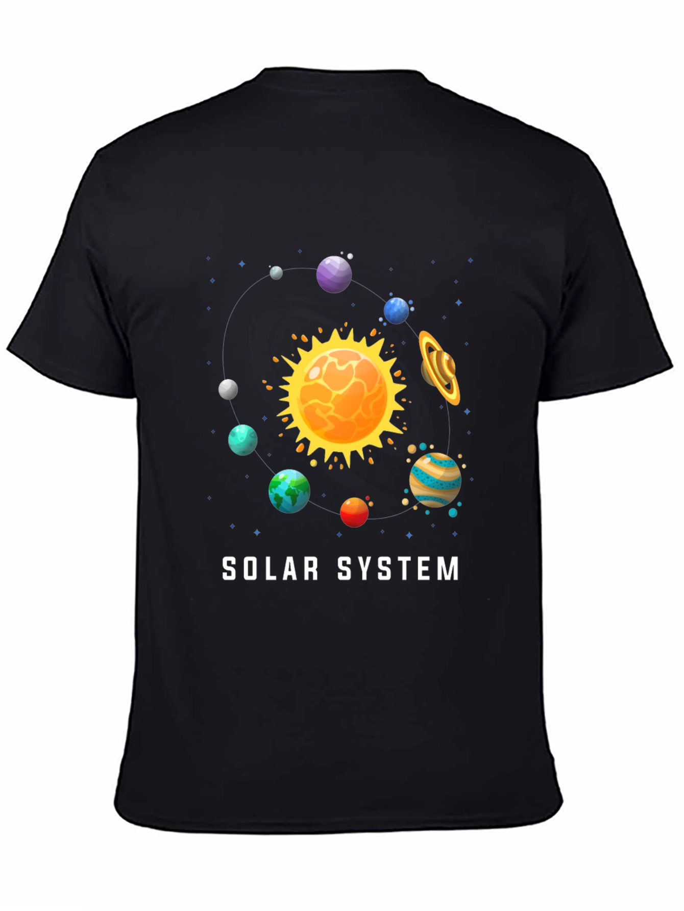 Black Solar System Graphic Print Black T-Shirt view 4