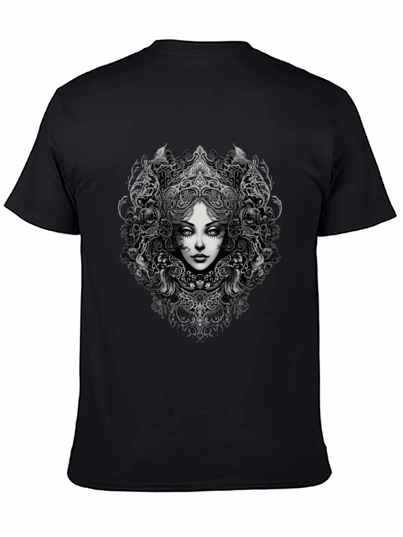 Black Gothic Woman Graphic Black T-Shirt view 4