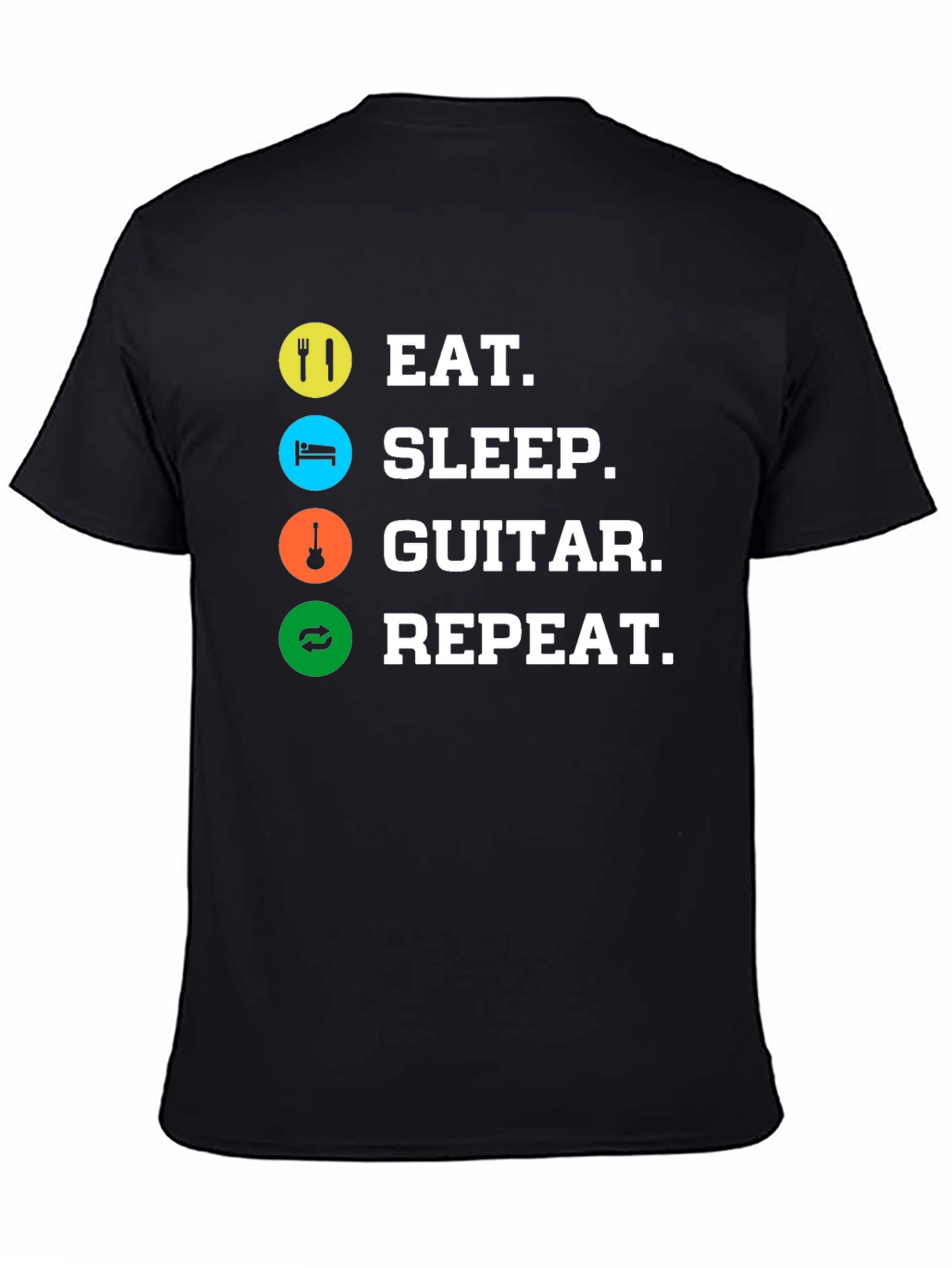 Black Eat Sleep Guitar Repeat Black T-Shirt view 4