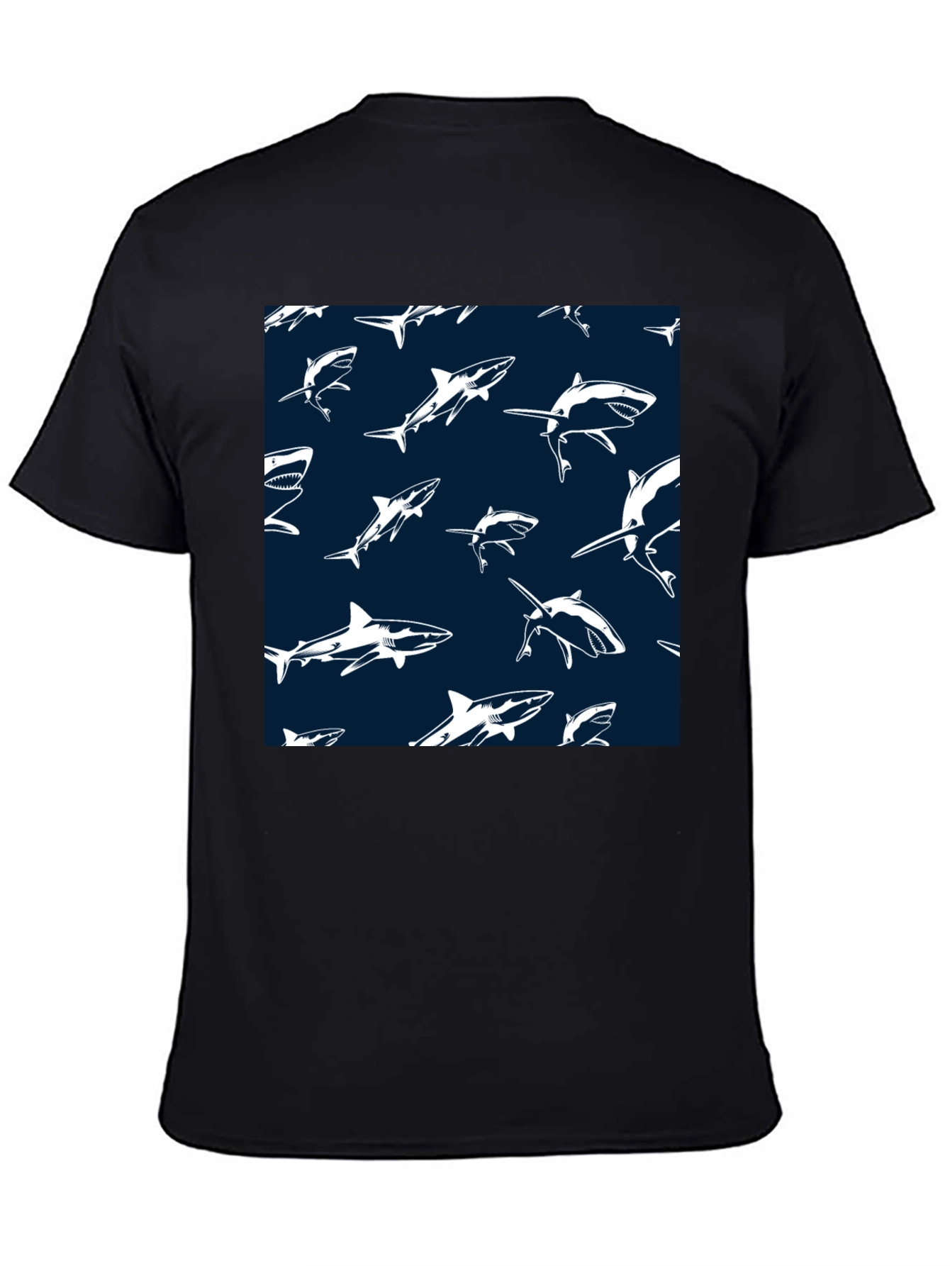 Black Shark Pattern T-Shirt - Cool Graphic Tee view 4