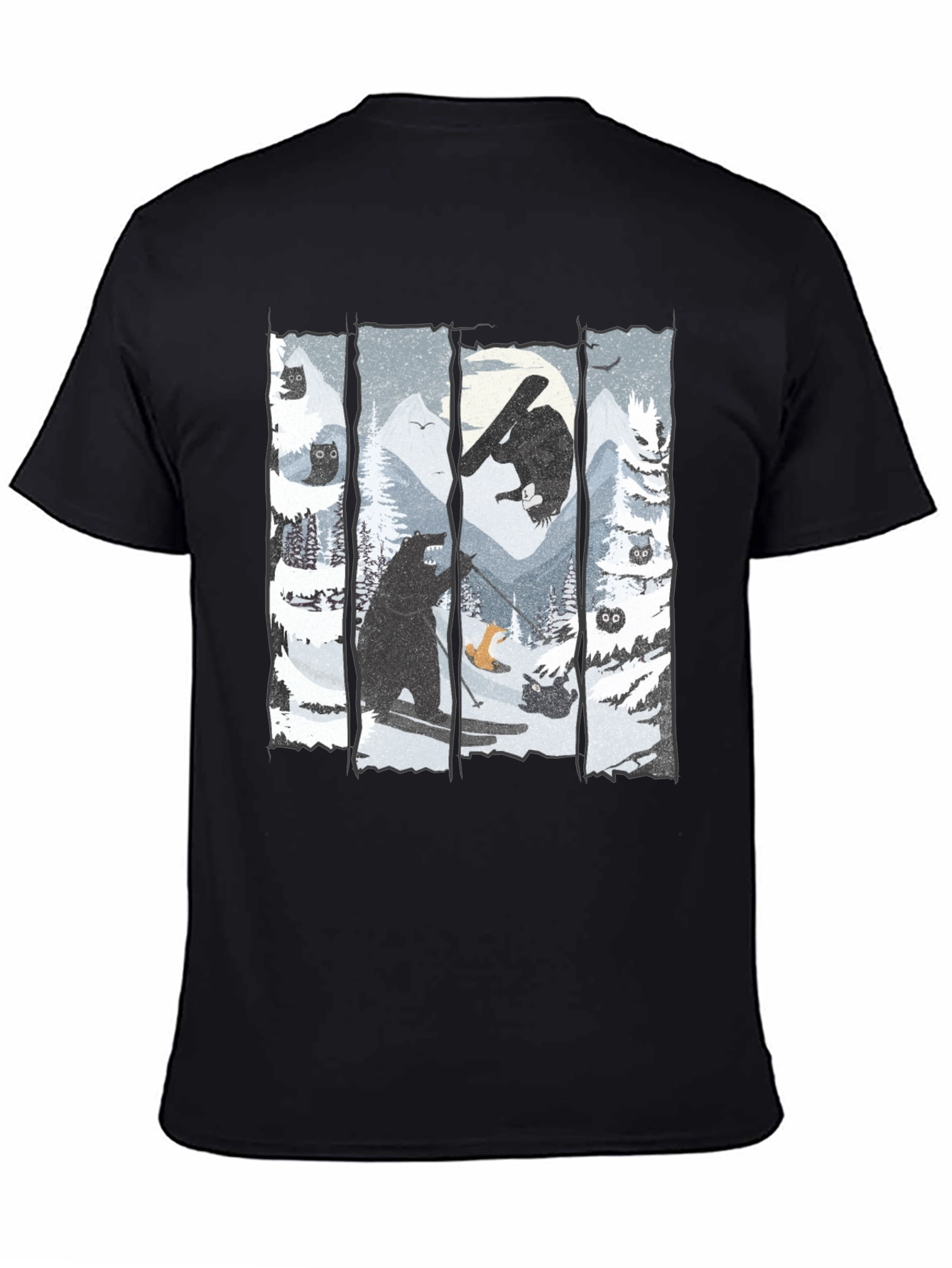 Black Winter Wonderland Bear Graphic Tee view 4