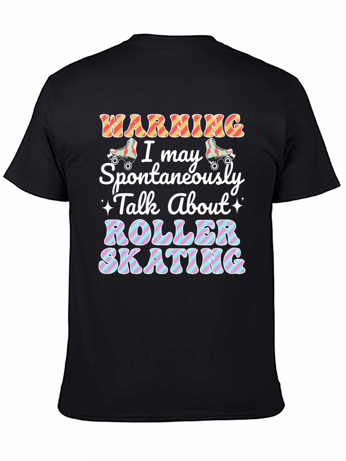 Black Roller Skating Warning T-Shirt view 4