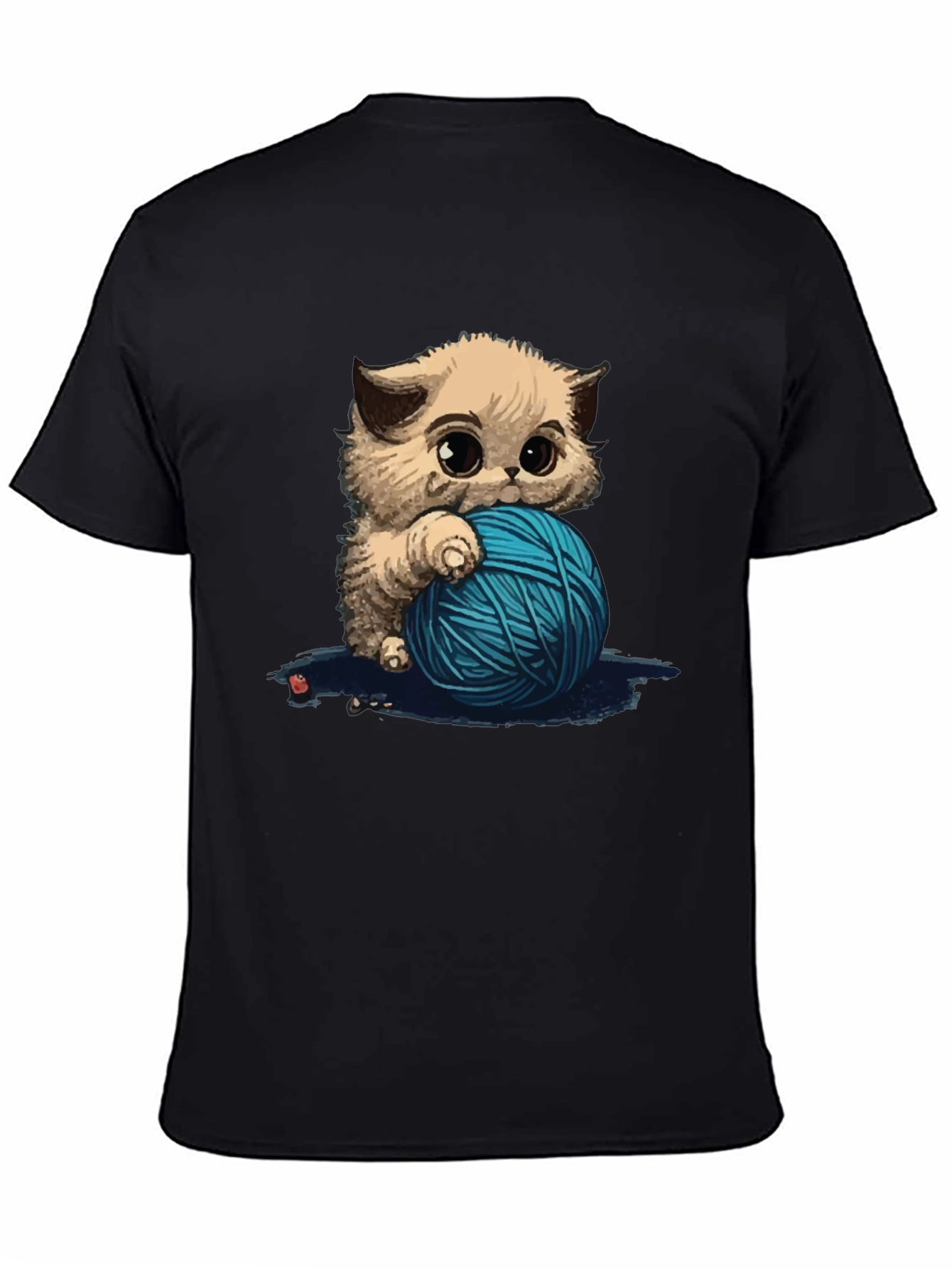 Black Cute Kitten Yarn Ball Graphic Tee view 4