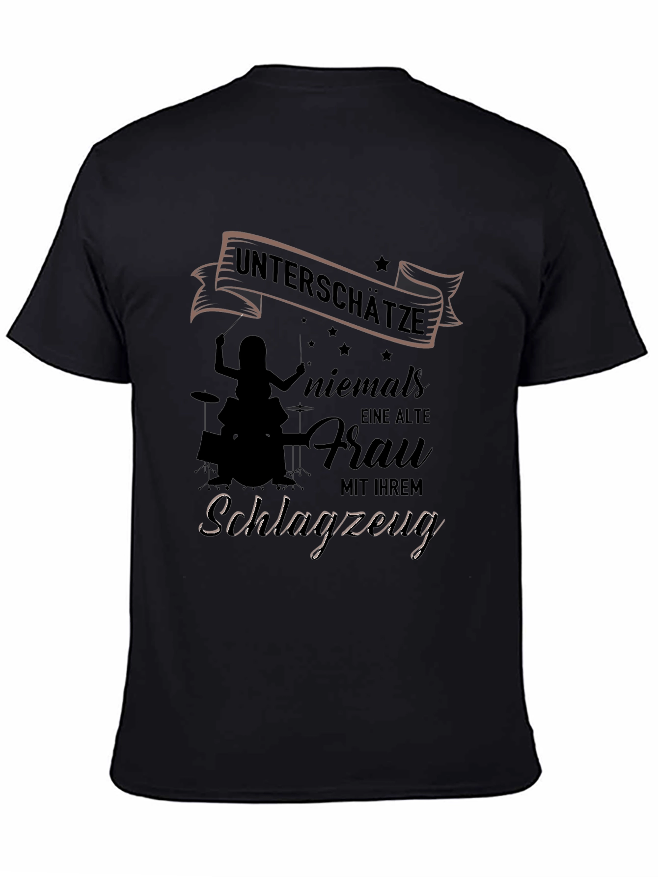 Black Old Lady Drummer Black T-Shirt - Never Underestimate! view 4