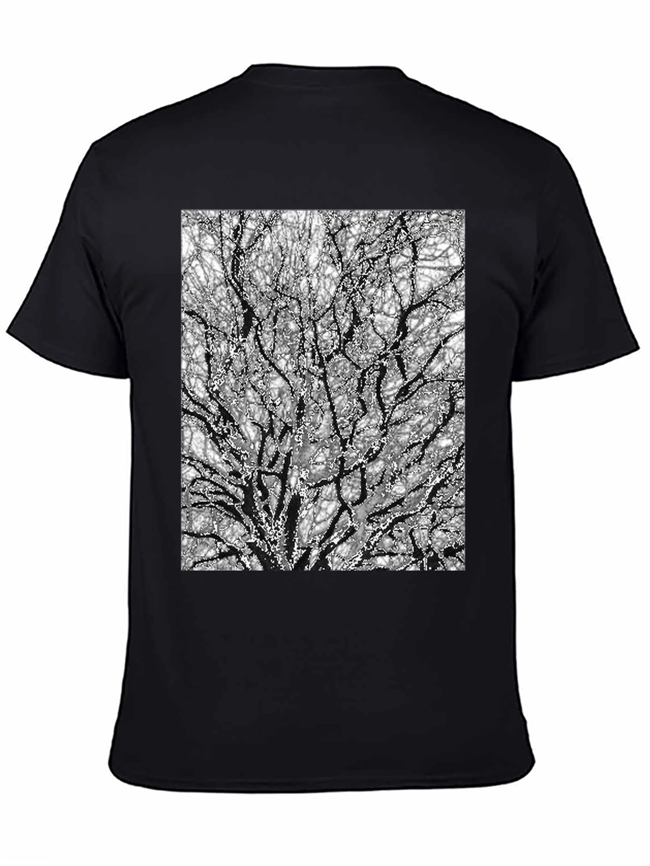 Black Abstract Tree Branch Print Black T-Shirt view 4