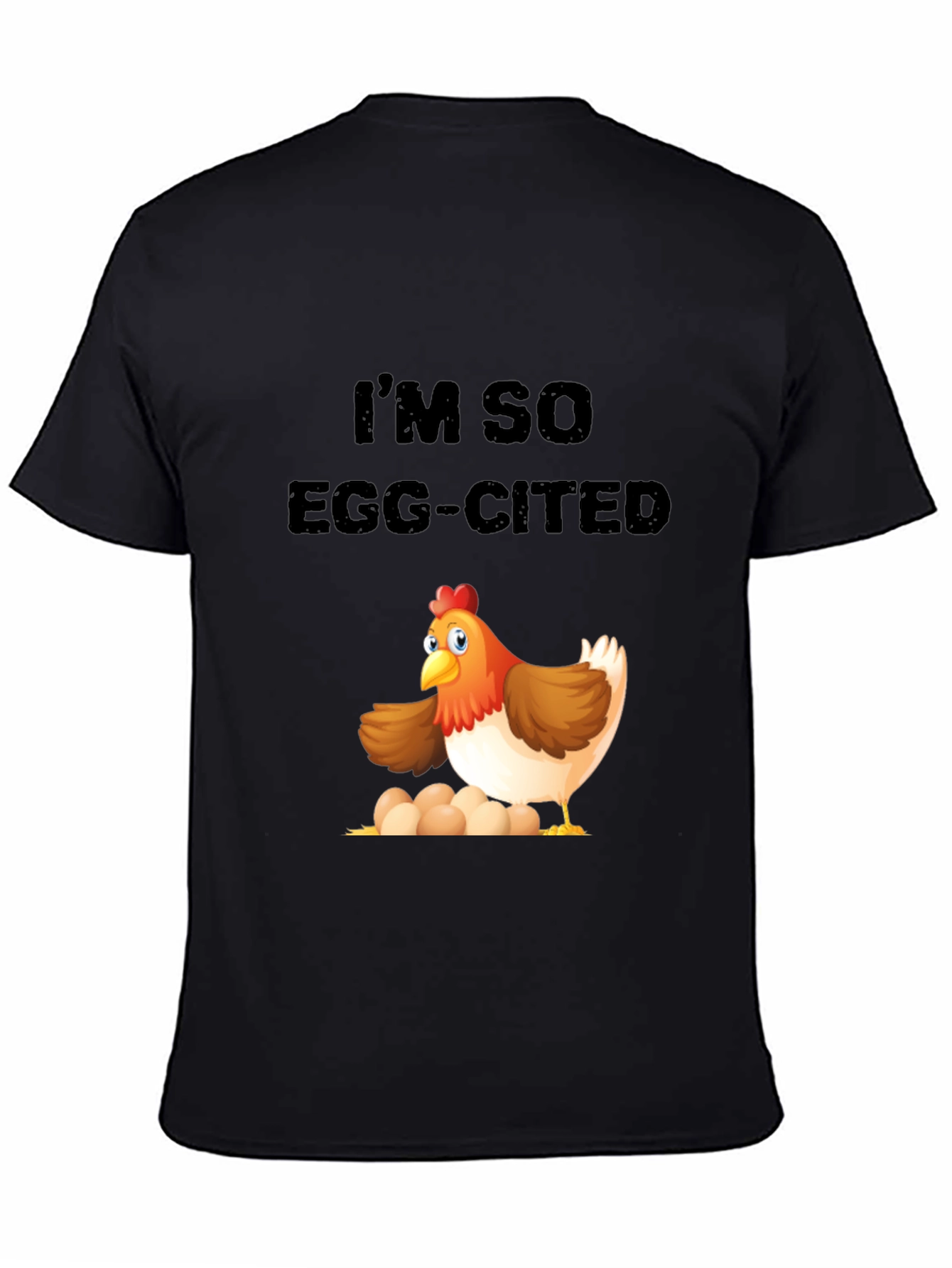 Black Egg-cited Chicken Graphic T-Shirt view 4