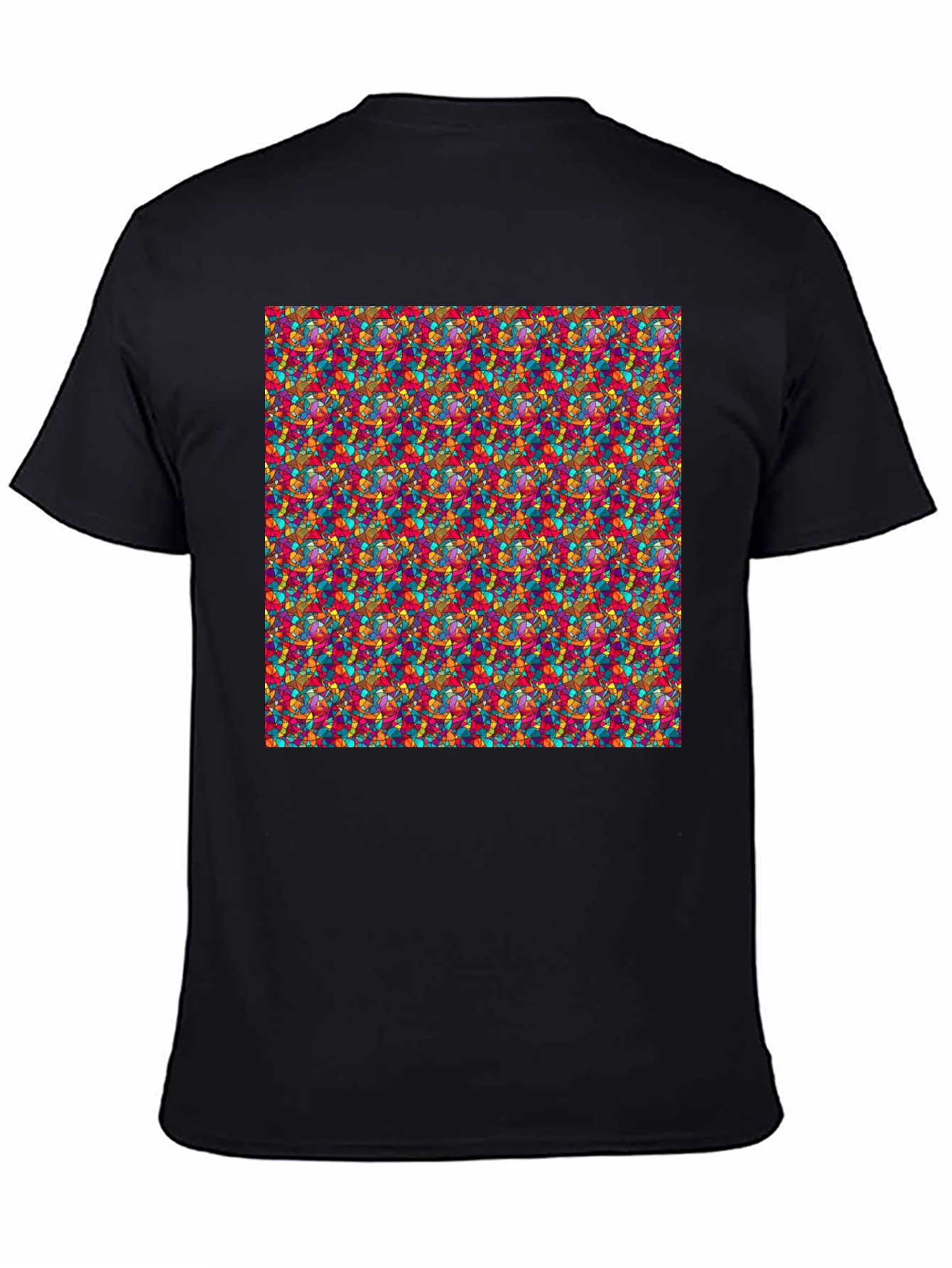 Black Vibrant Mosaic Print Black T-Shirt view 4
