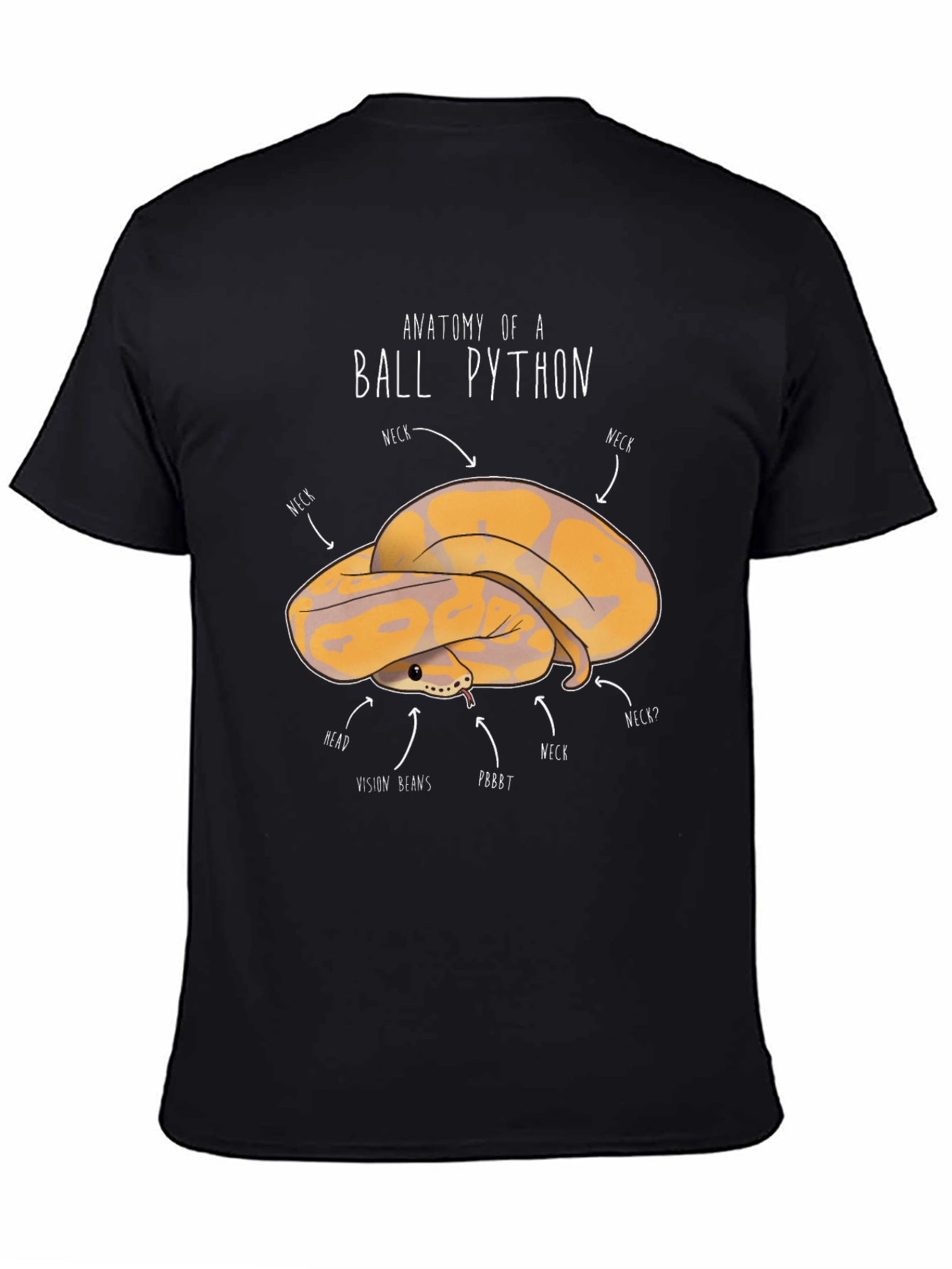 Black Anatomy of a Ball Python T-Shirt view 4