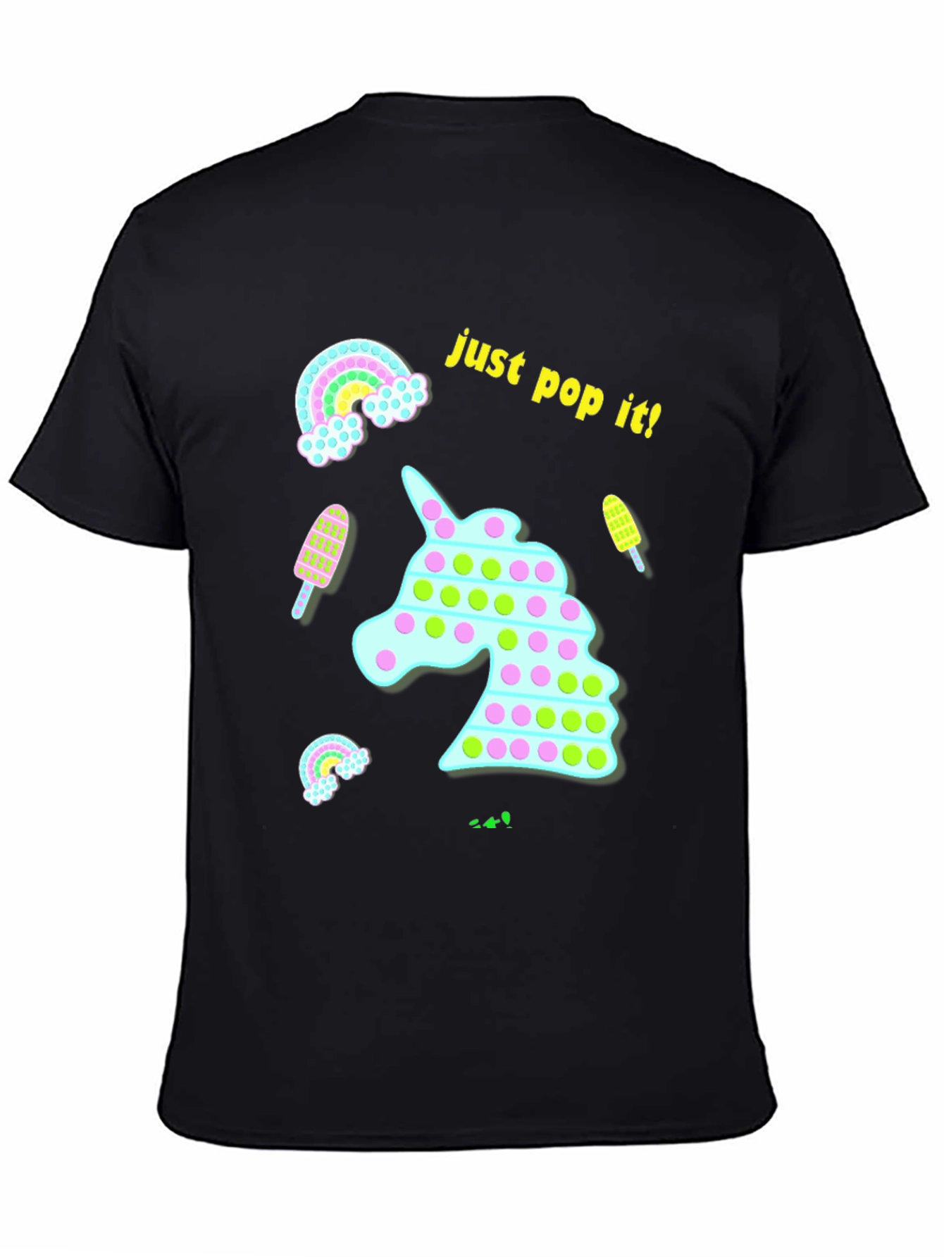 Black Just Pop It! Fun Unicorn T-Shirt view 4