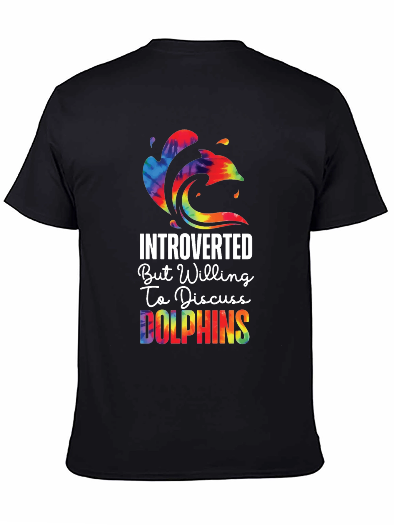 Black Introverted Dolphin Lover Tie-Dye Graphic Tee view 4