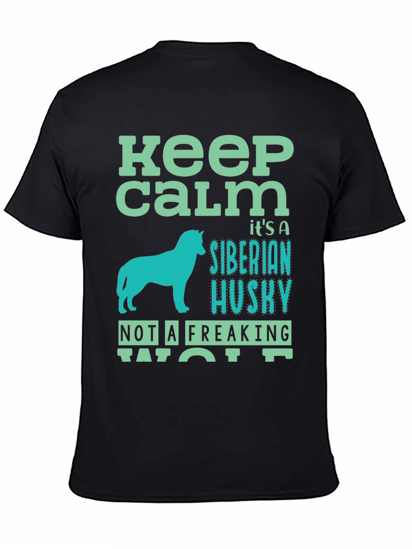 Black Keep Calm Siberian Husky Graphic T-Shirt view 4