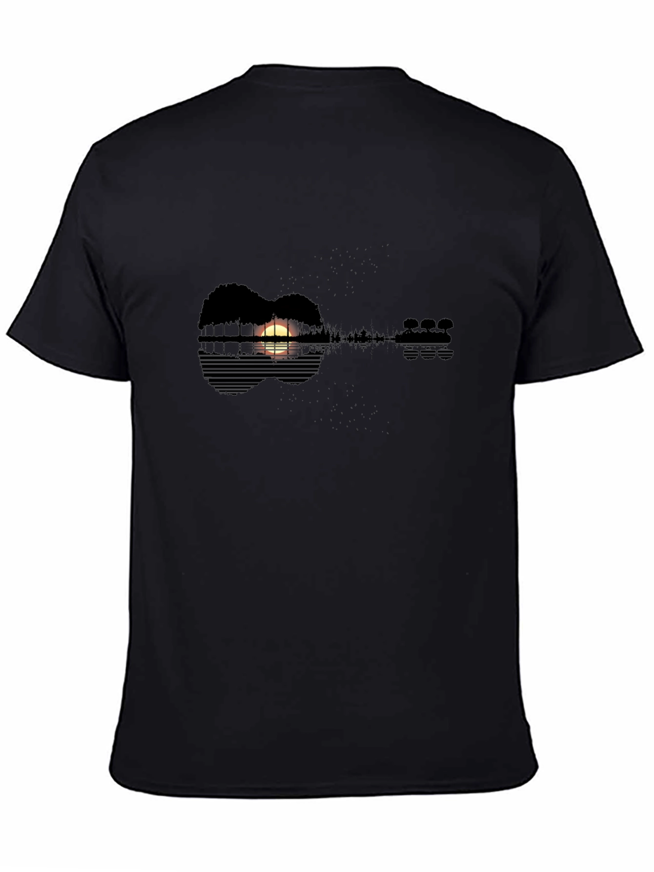 Black Guitar Sunset T-Shirt - Nature Music Lover Tee view 4