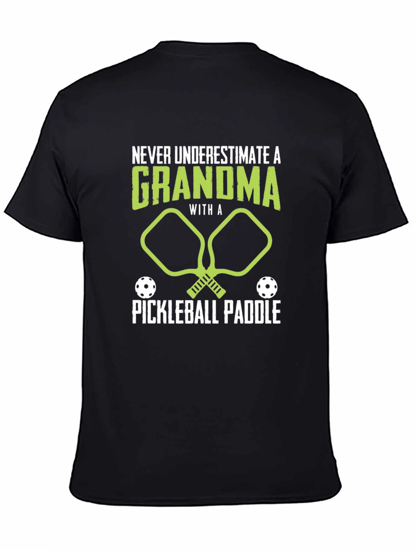 Black Grandma Pickleball Paddle T-Shirt view 4