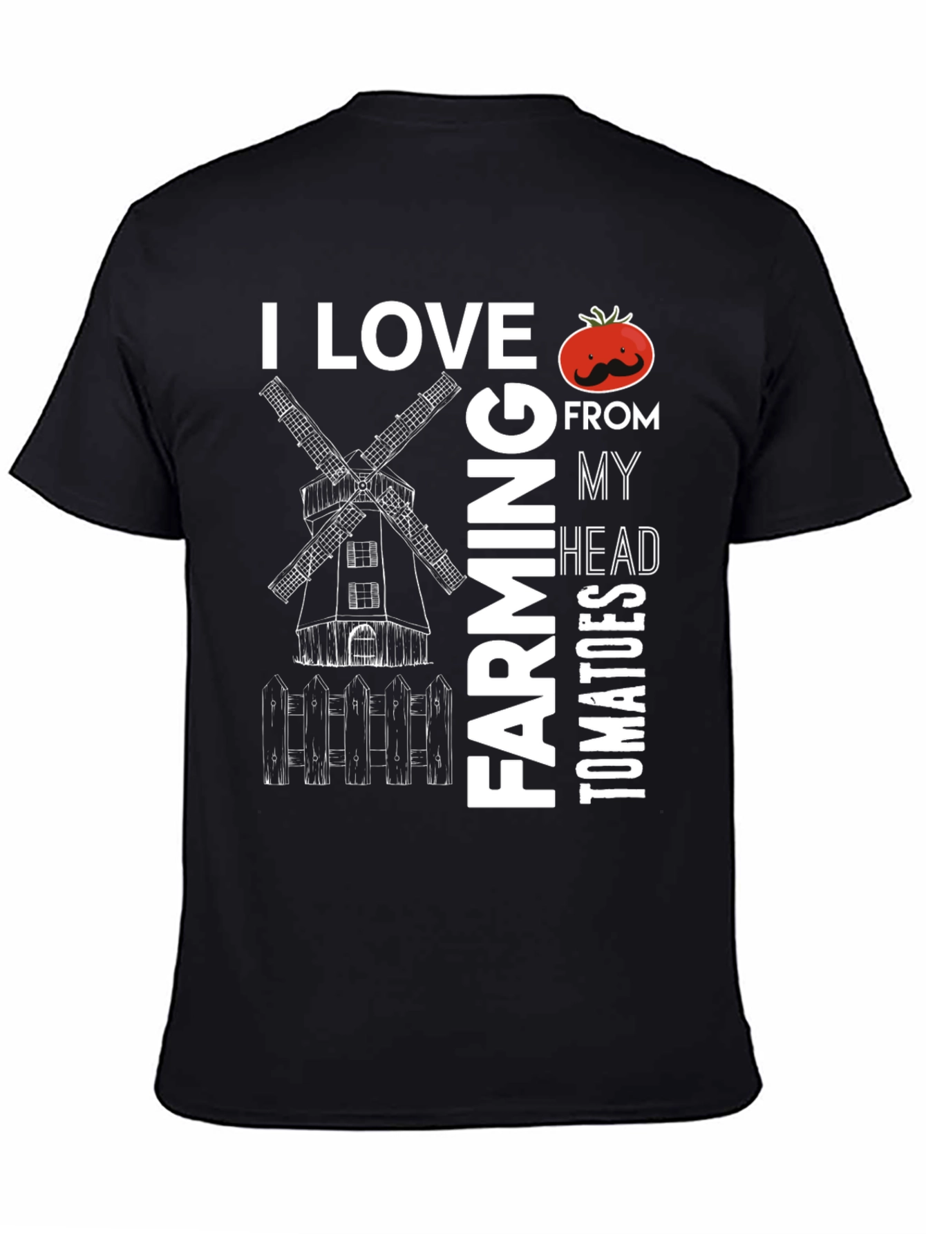 Black I Love Farming Tomatoes T-Shirt - Novelty Graphic Tee view 4