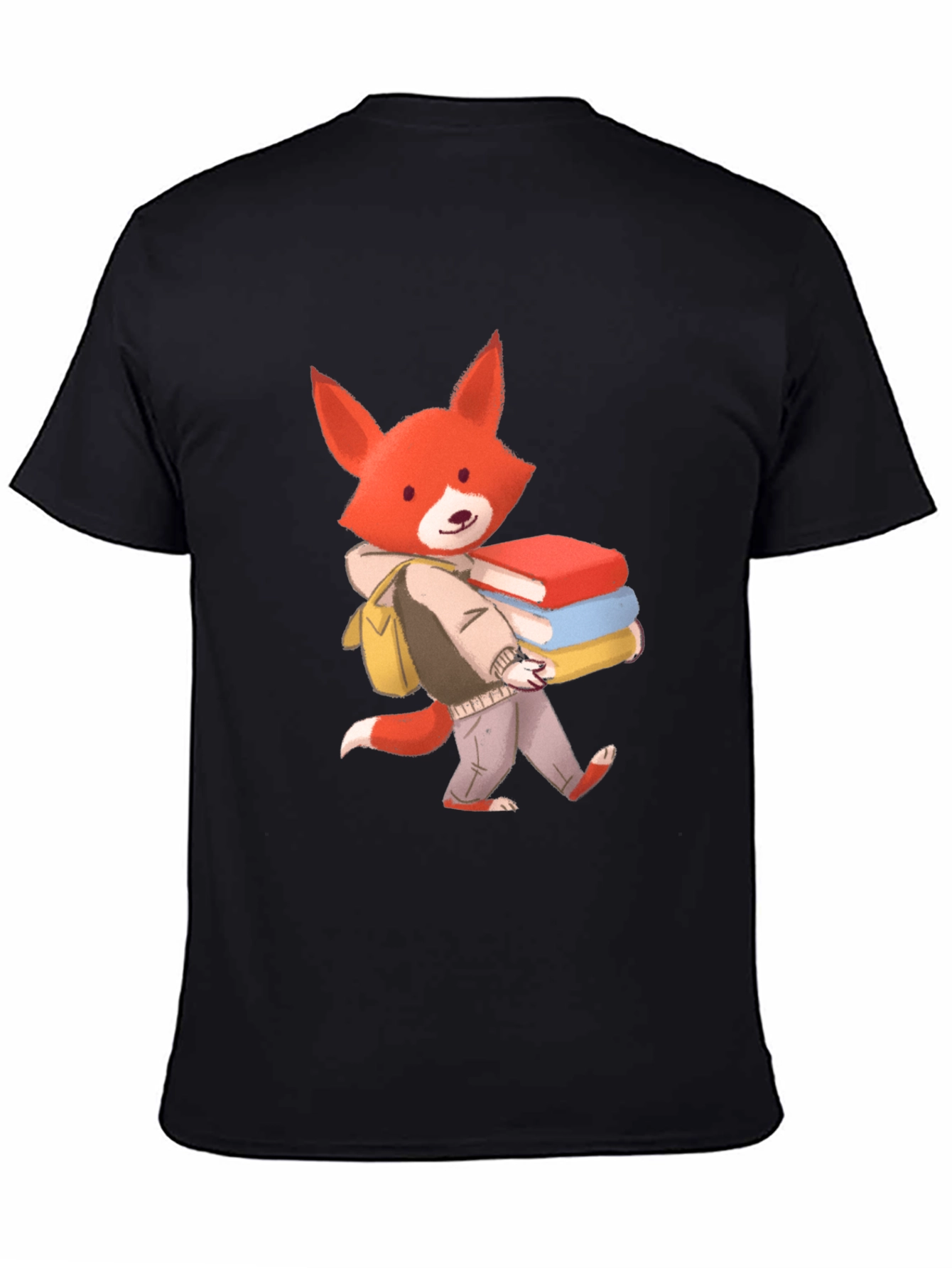 Black Fox with Books Graphic T-Shirt view 4