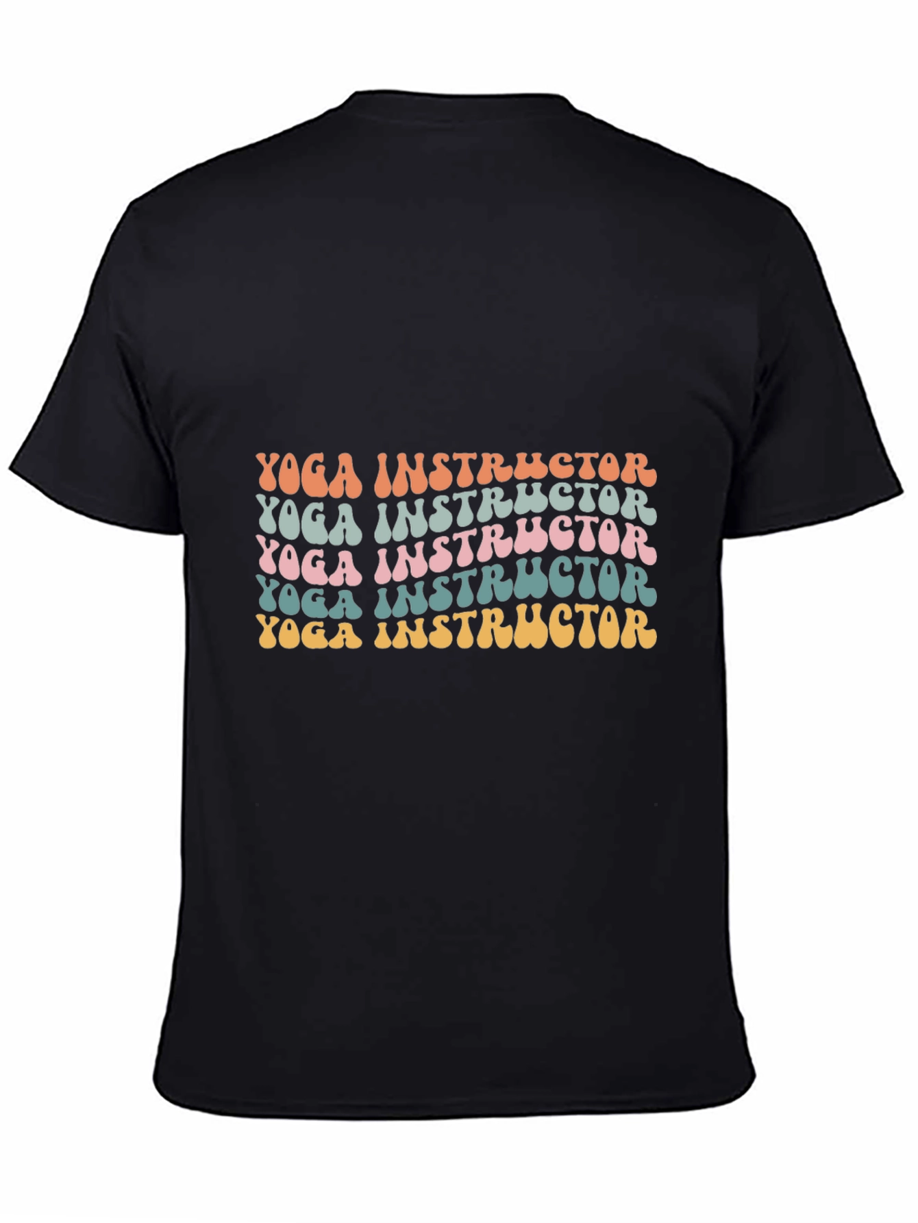 Black Yoga Instructor Retro T-Shirt view 4
