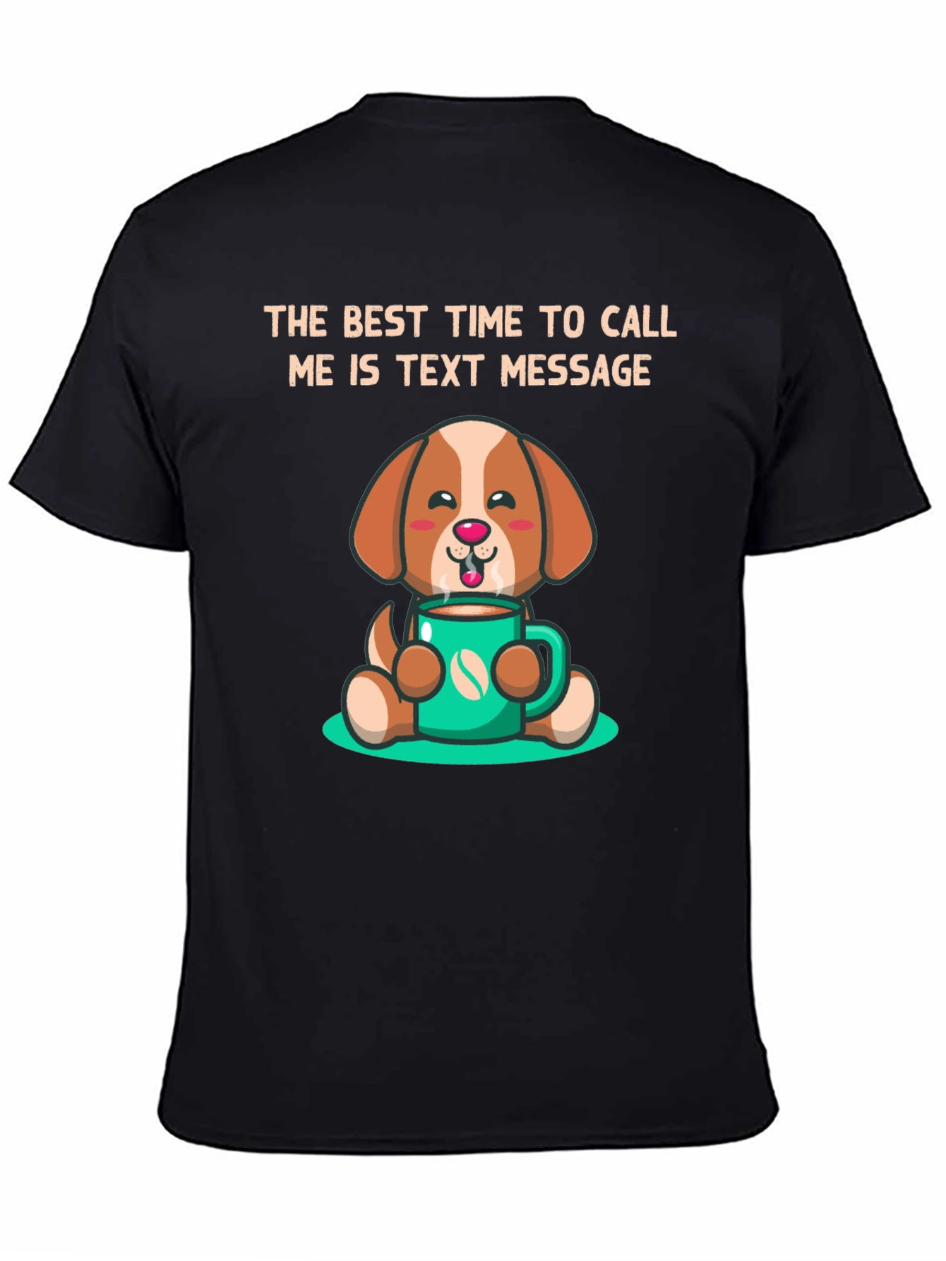 Black Text Message Dog Graphic T-Shirt view 4