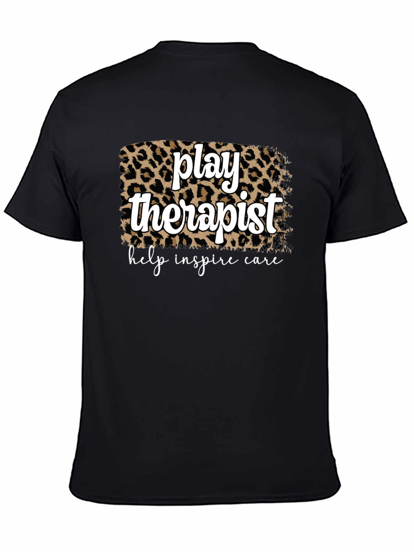 Black Play Therapist Leopard Print Graphic Tee view 4