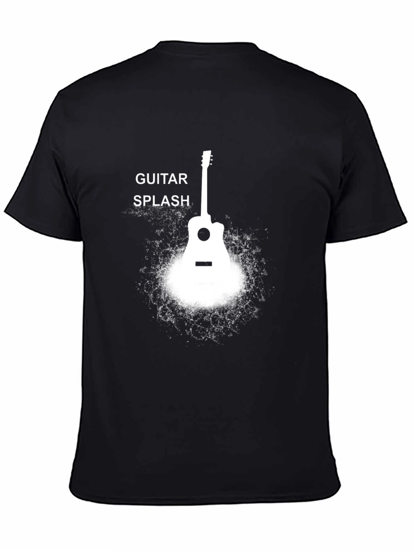 Black Guitar Splash Black T-Shirt view 4
