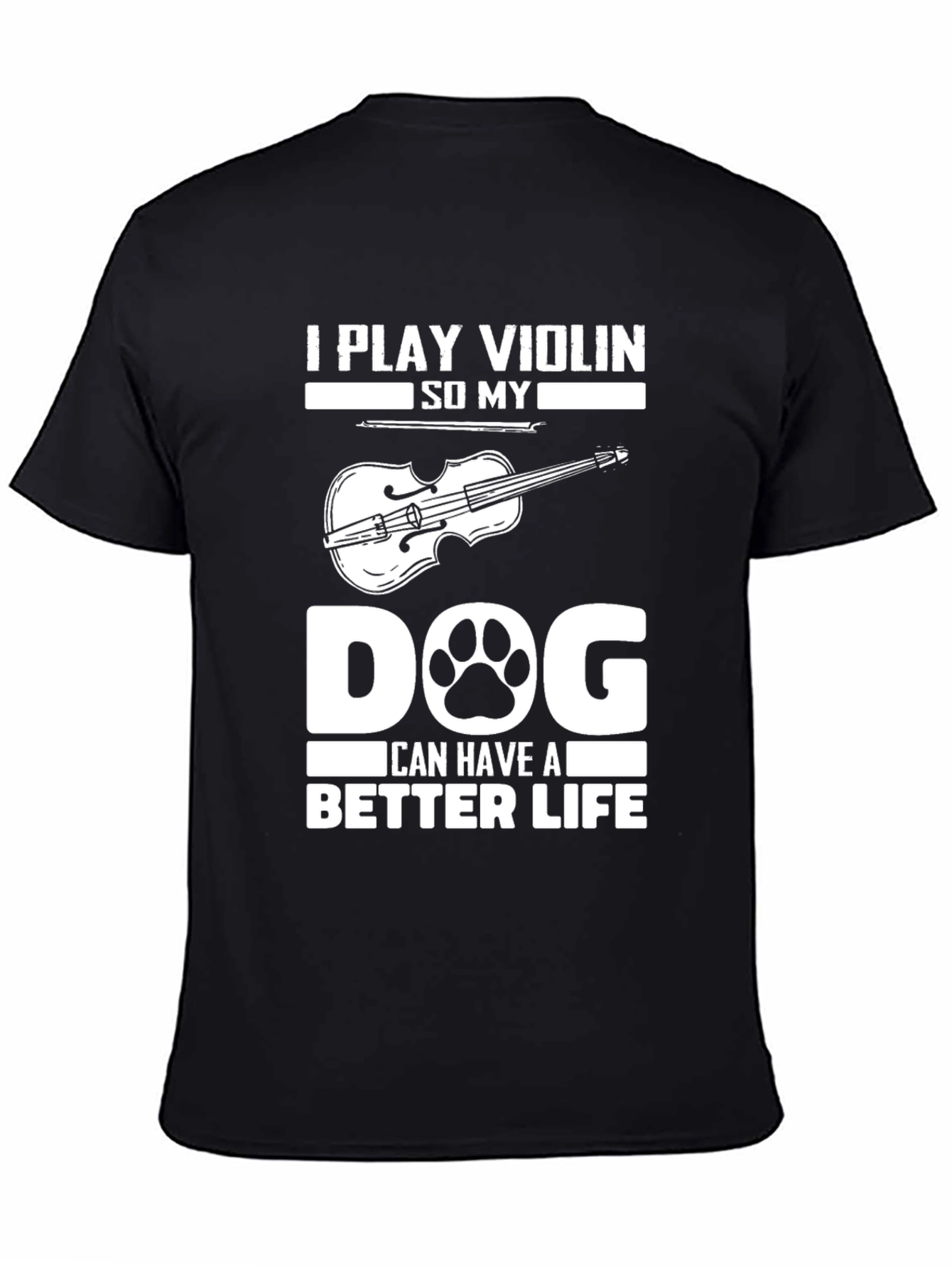 Black Violin Dog Life T-Shirt - Musician Pet Lover Tee view 4