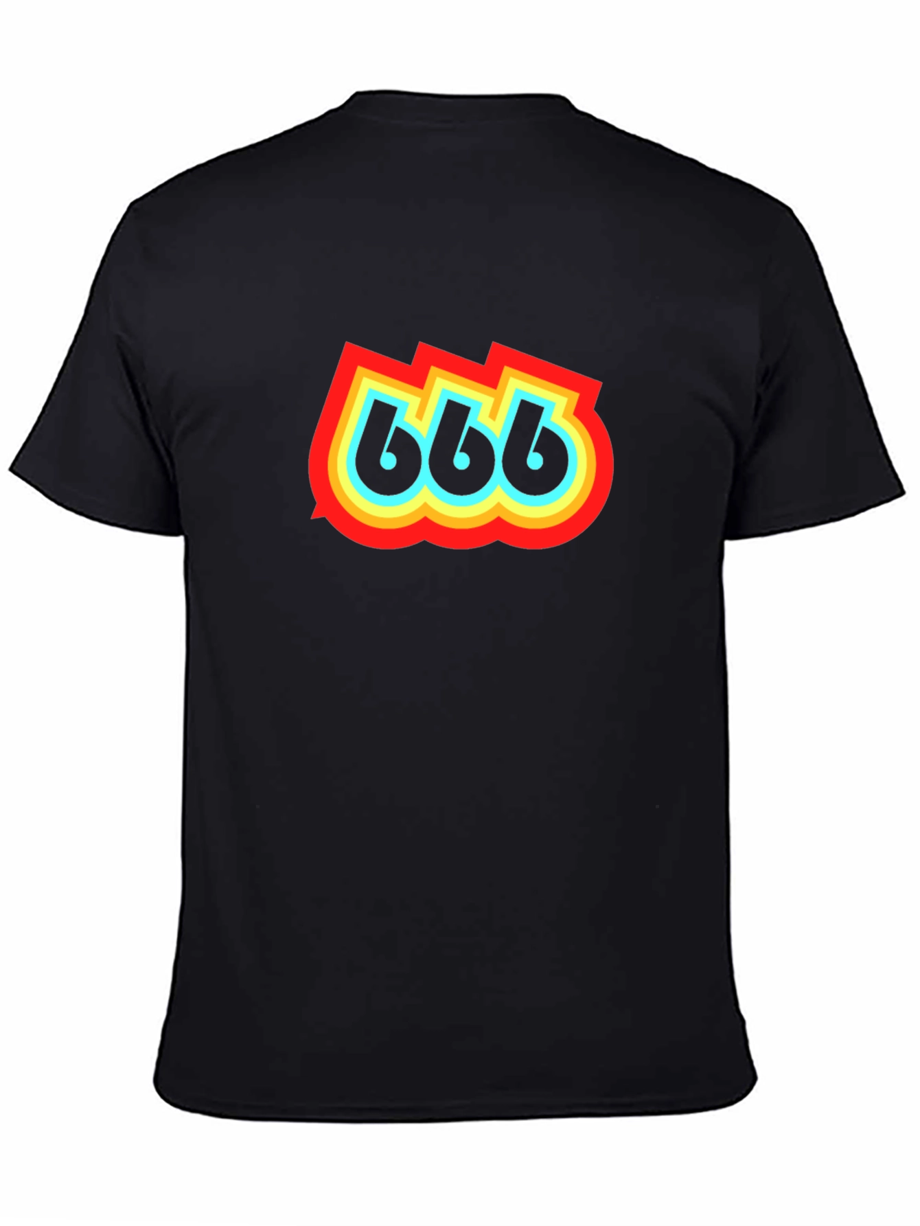 Black Retro 666 Graphic Print Black T-Shirt view 4