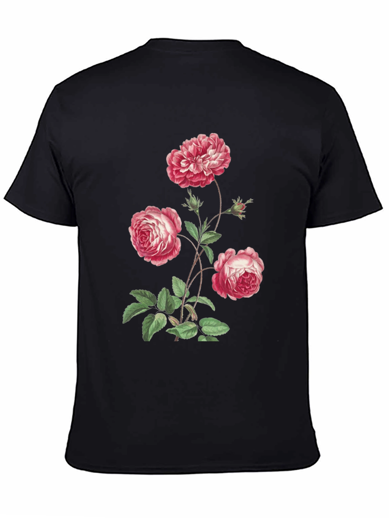Black Floral Print Black T-Shirt view 4