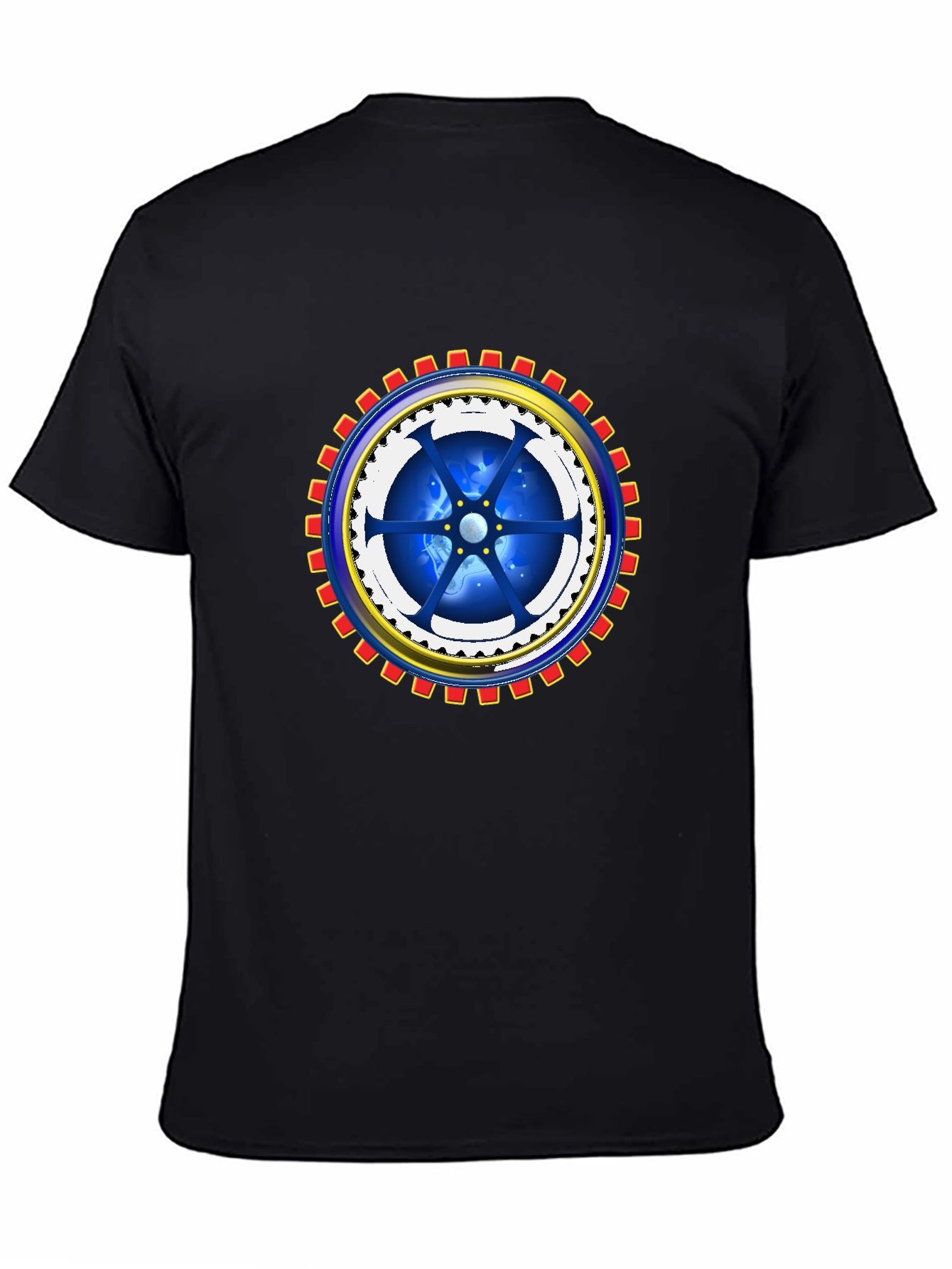 Black Cosmic Gear Graphic Tee - Cool Design view 4