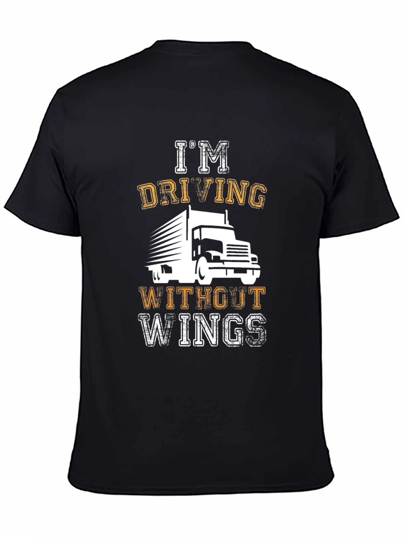 Black I'm Driving Without Wings Black T-Shirt view 4
