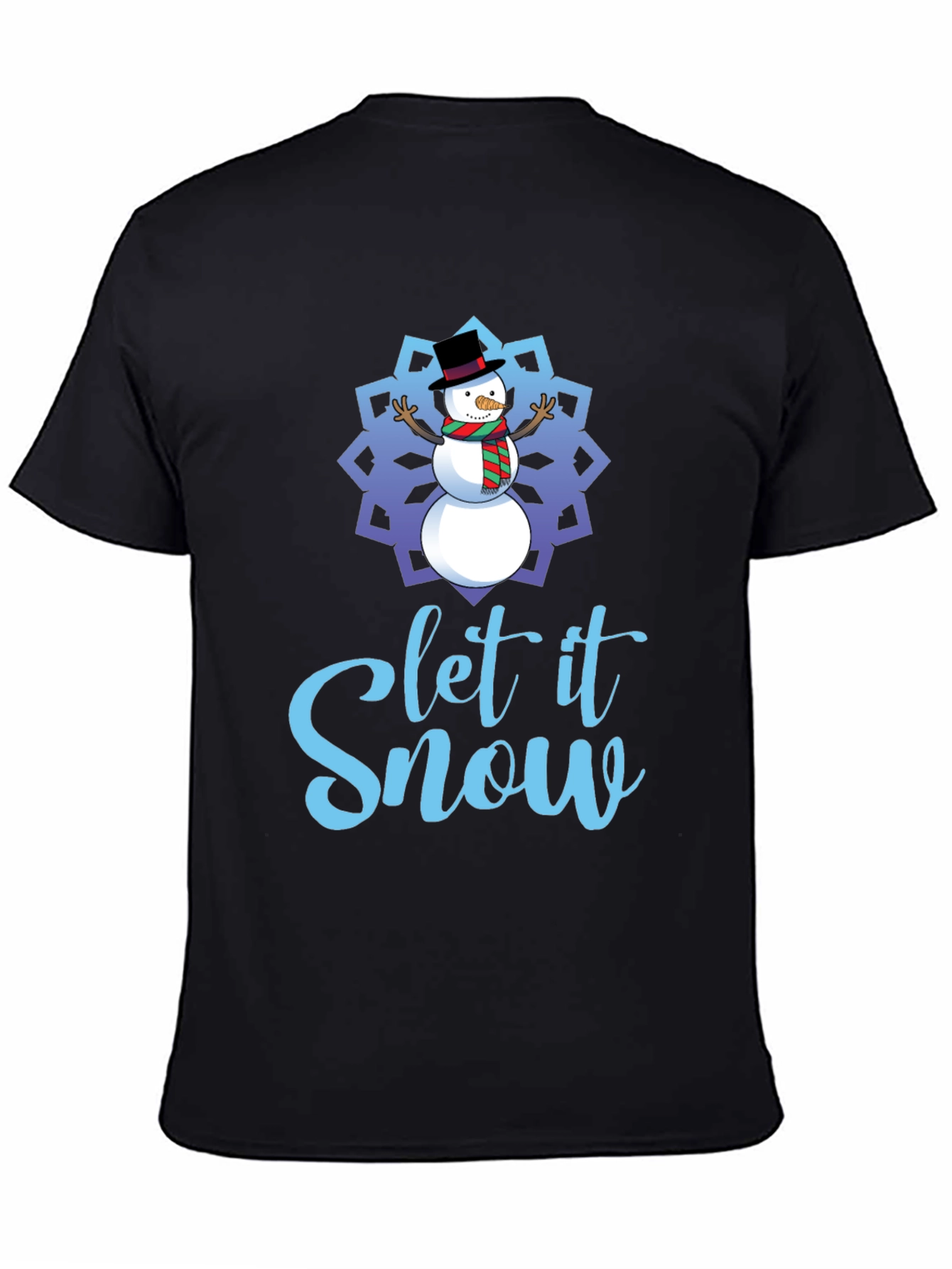 Black Let it Snow Snowman Holiday T-Shirt view 4